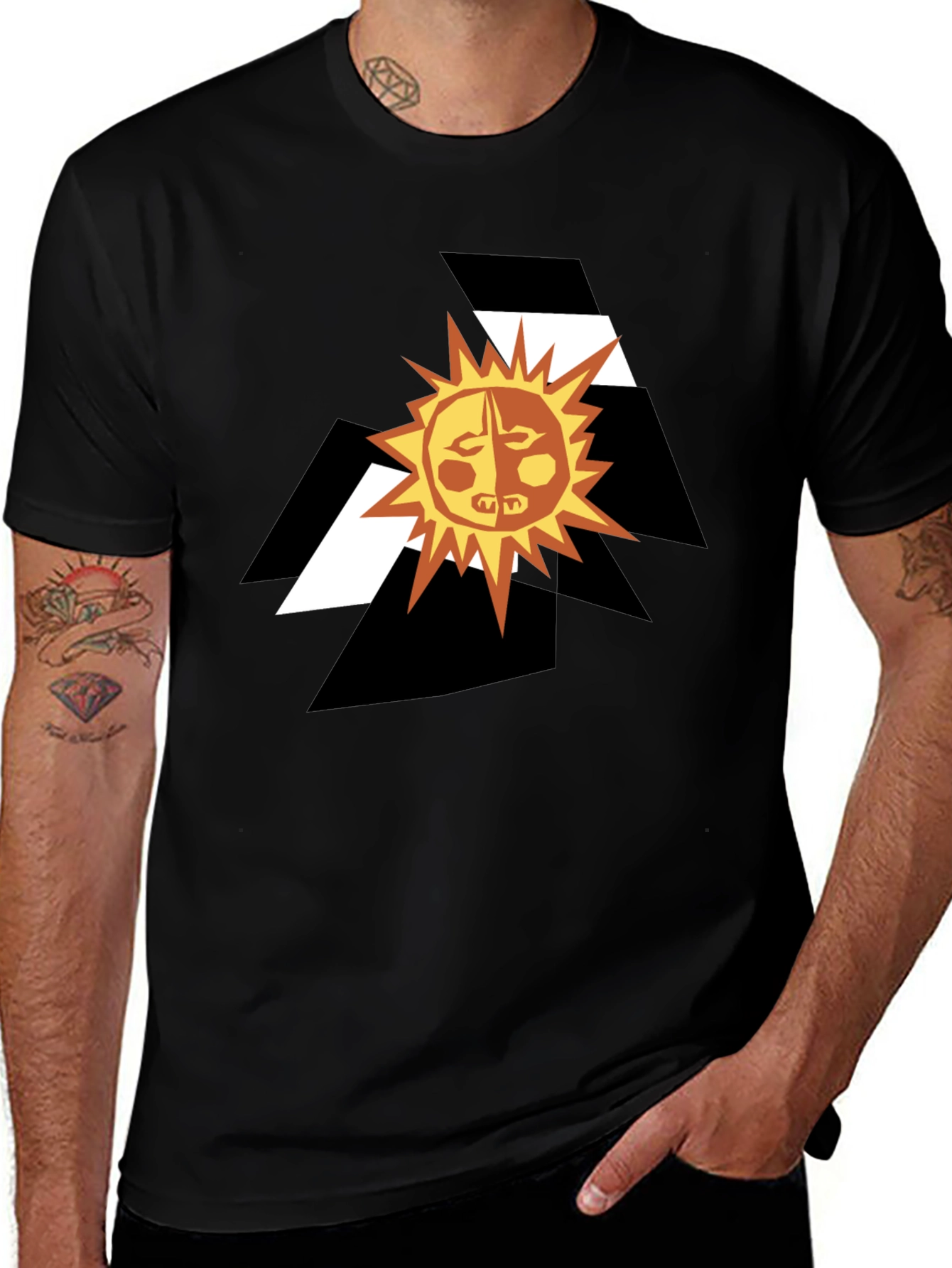 Variant 12 of Abstract Sun Graphic Black T-Shirt