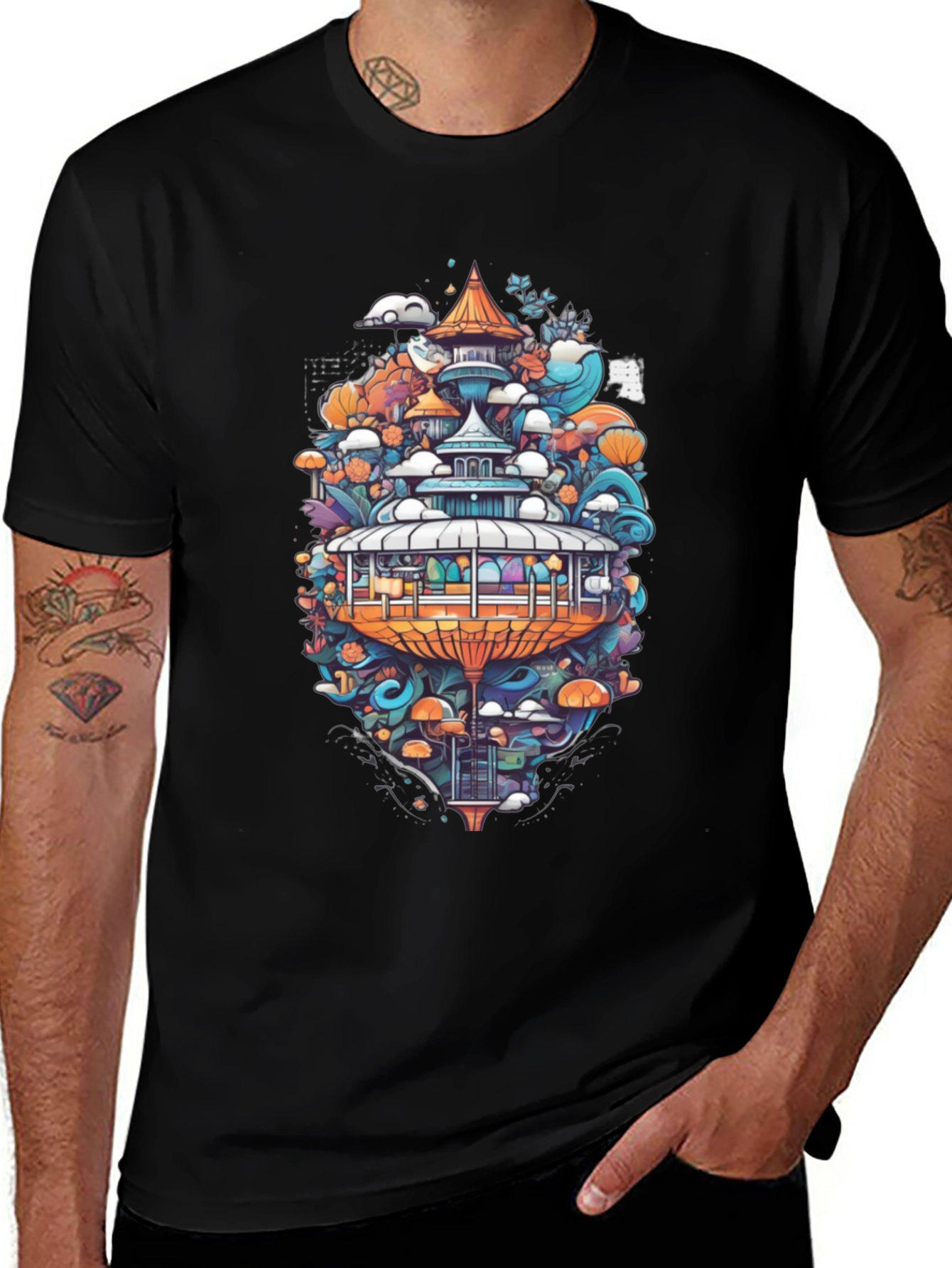 Variant 13 of Fantasy Town Graphic Tee - Stylish Unisex T-Shirt