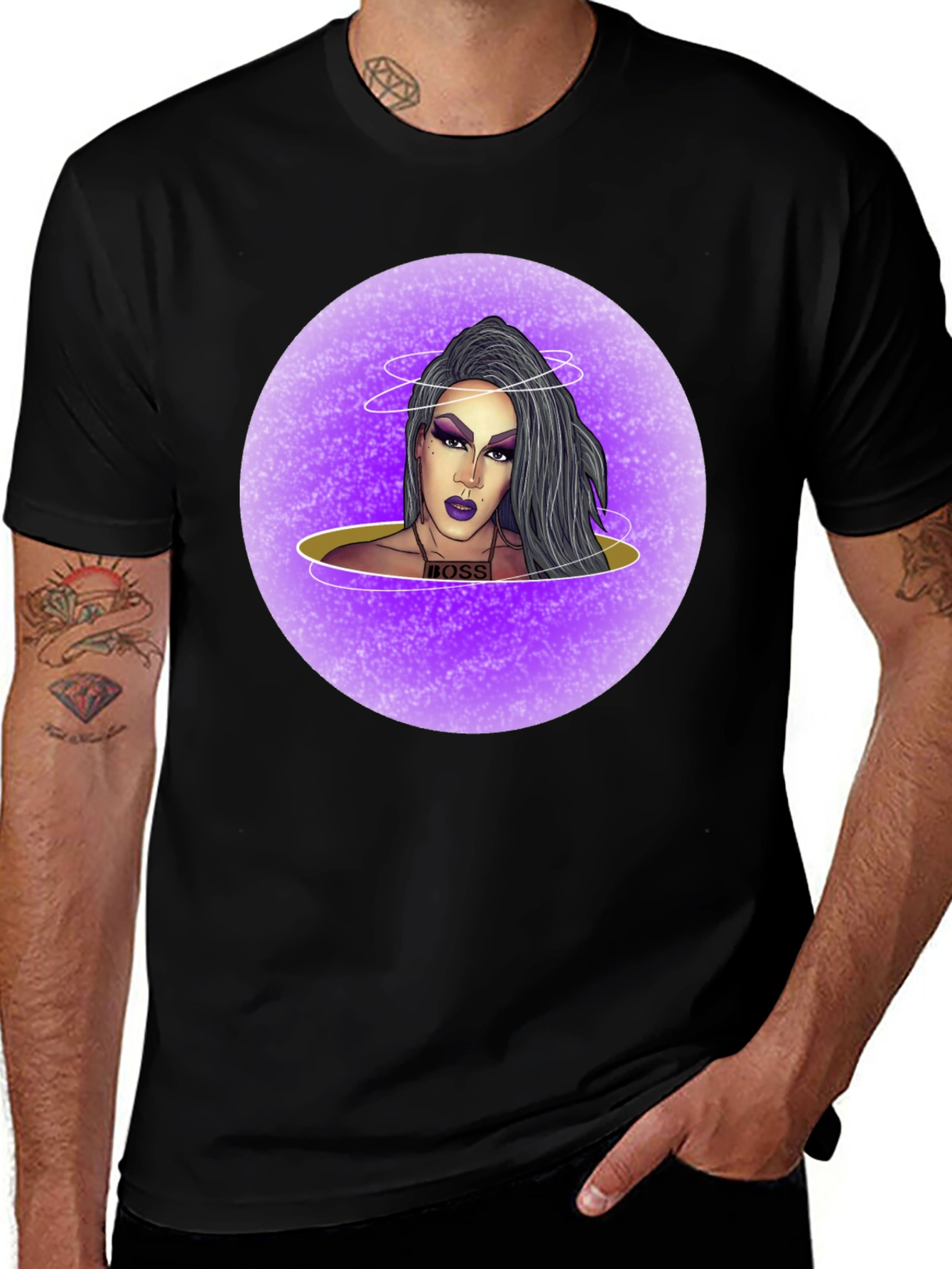 Variant 10 of Drag Queen Boss T-Shirt - Black Cotton Graphic Tee
