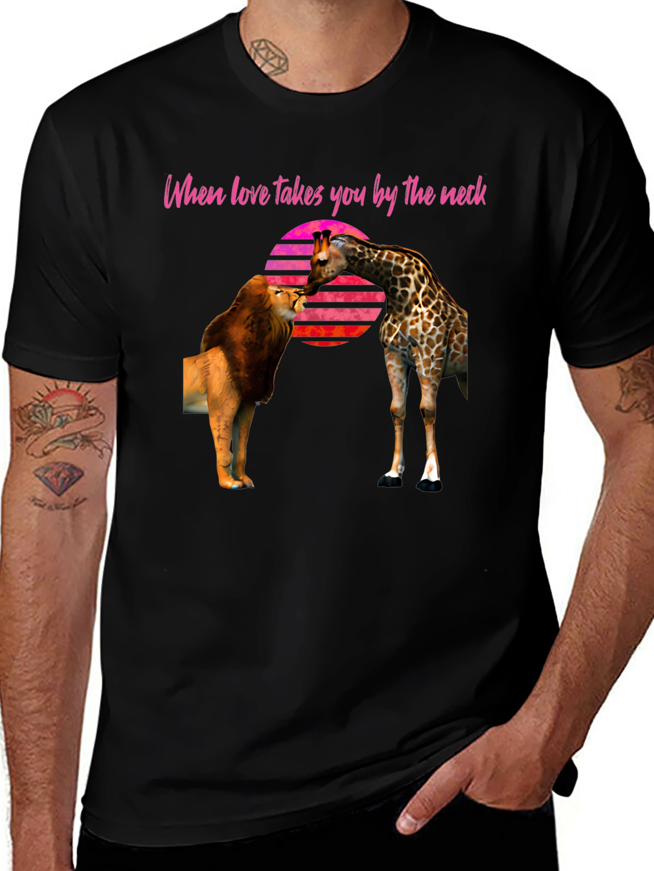 Variant 18 of Lion & Giraffe Sunset Graphic Tee - Love Takes You