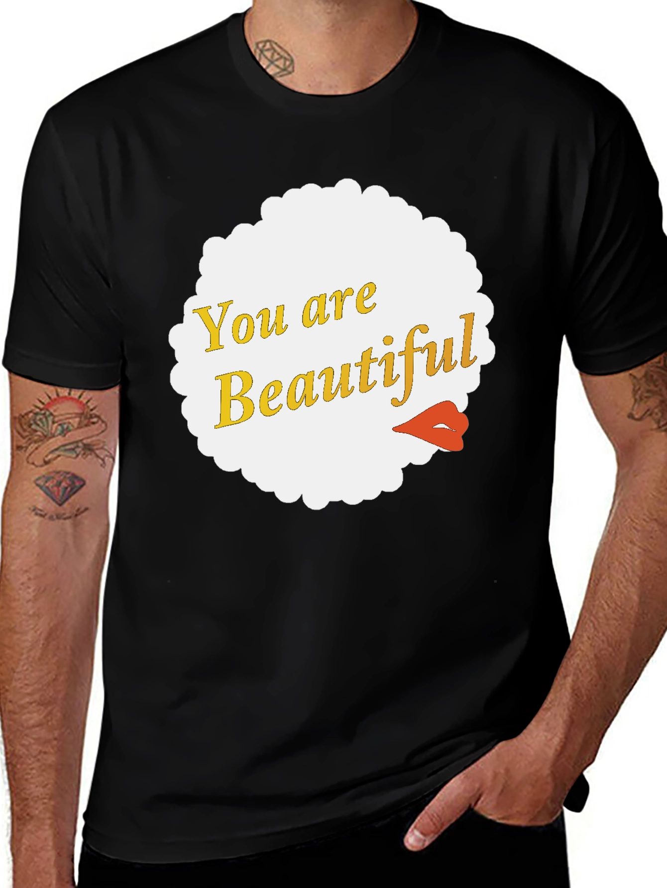 Variant 19 of You Are Beautiful Graphic Tee - Black