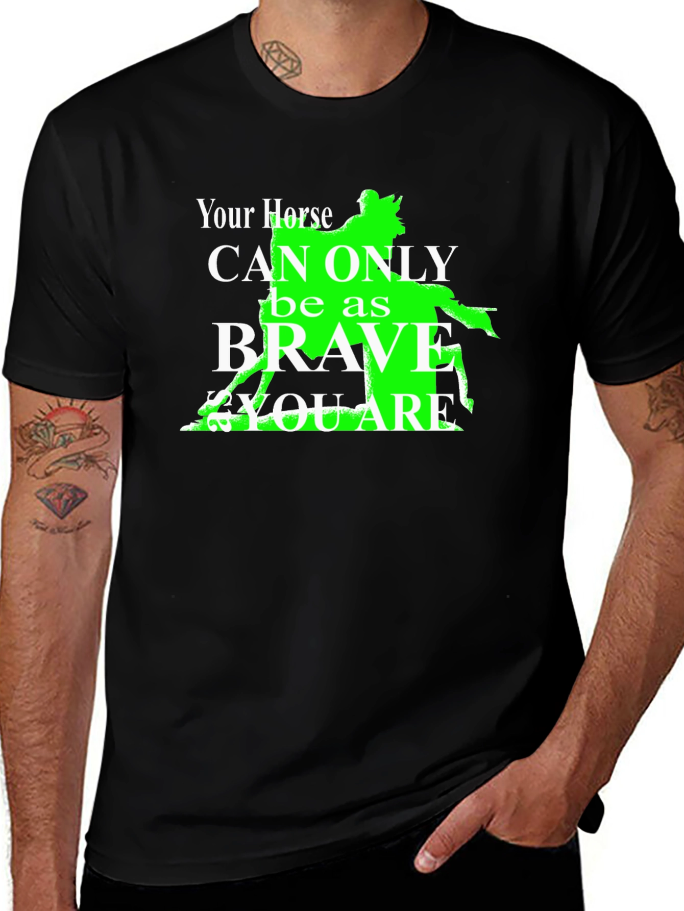Variant 6 of Brave Horse Graphic T-Shirt - Equestrian Rider Tee