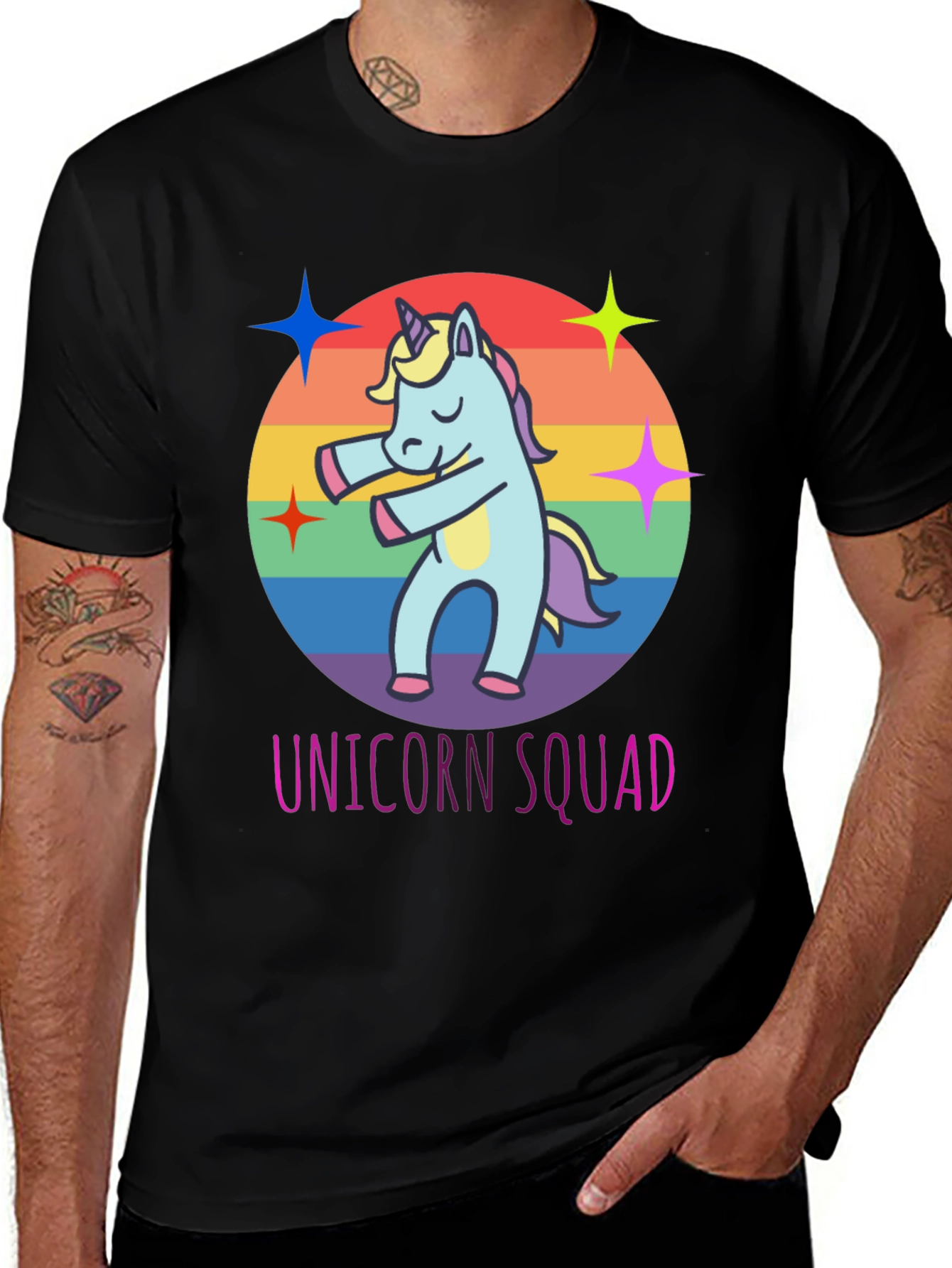 Variant 7 of Unicorn Squad Black T-Shirt