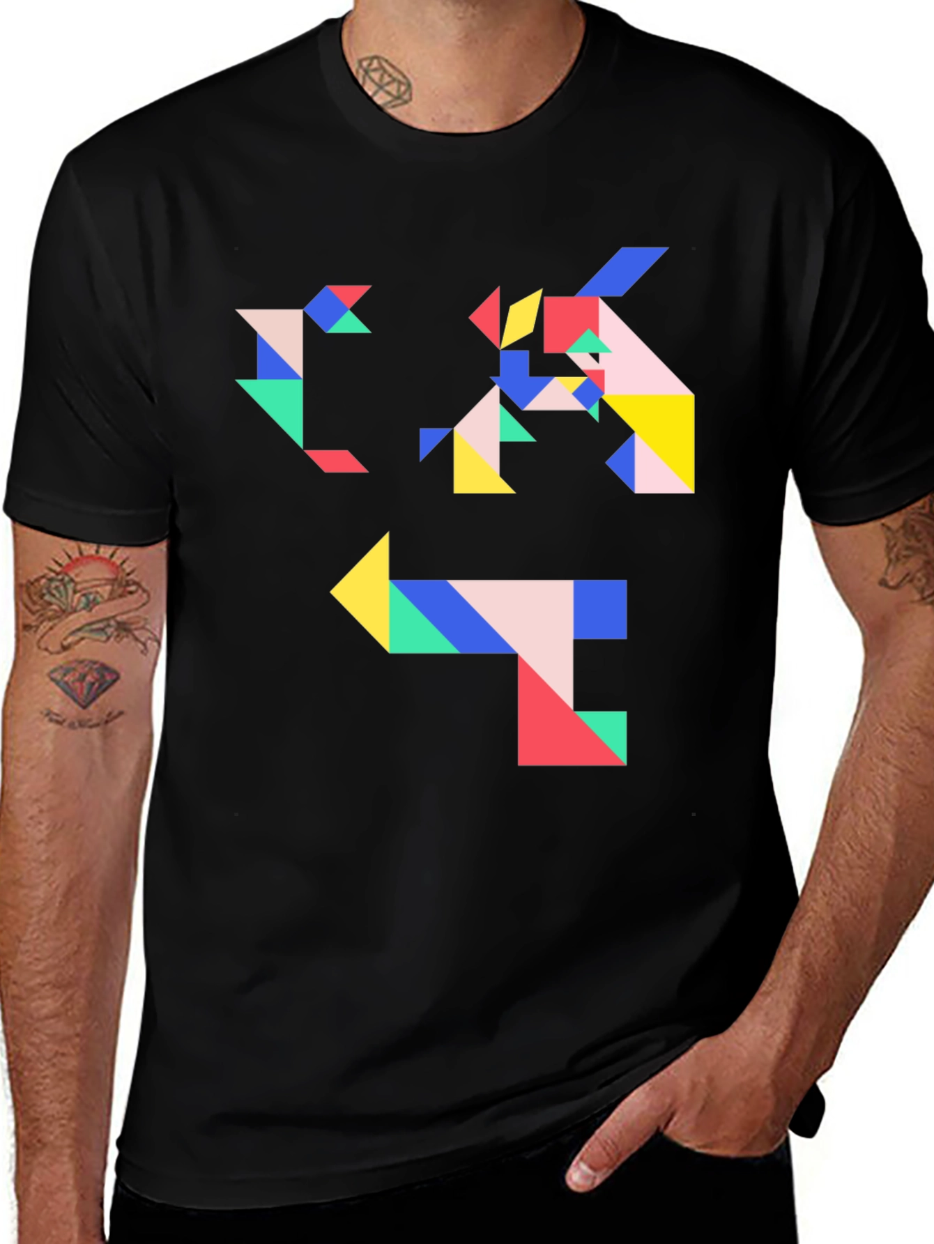 Variant 3 of Geometric Pattern Black T-Shirt