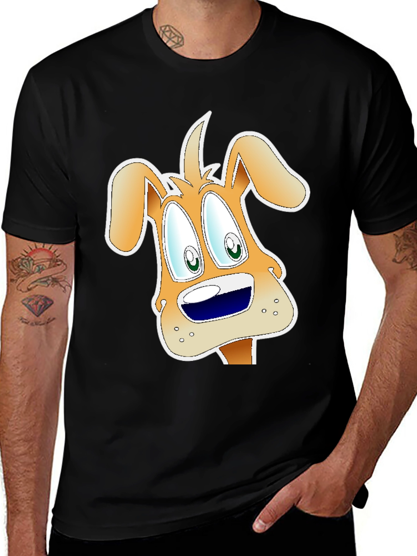 Variant 10 of Cartoon Dog Graphic Black T-Shirt