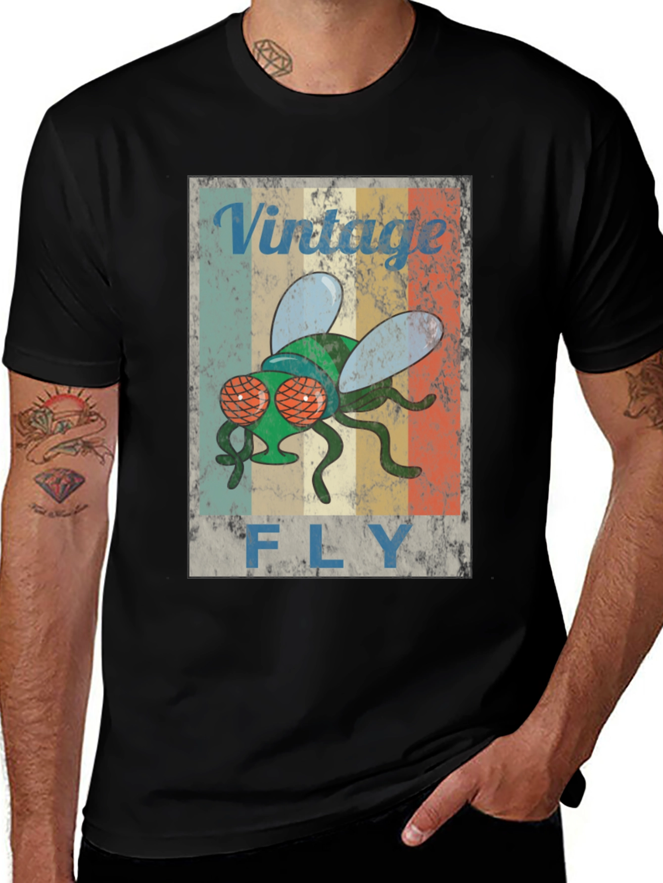 Vintage Fly Graphic Tee - Retro Insect T-Shirt