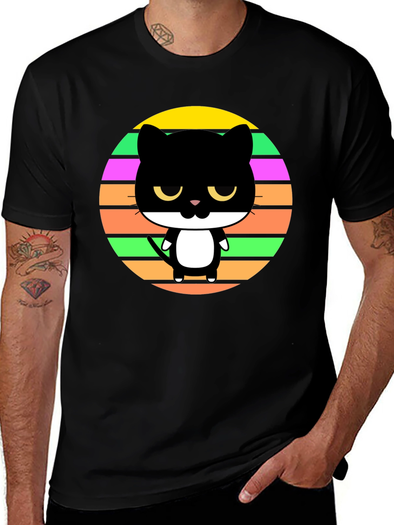 Variant 18 of Cool Retro Cat Graphic Tee - Unisex