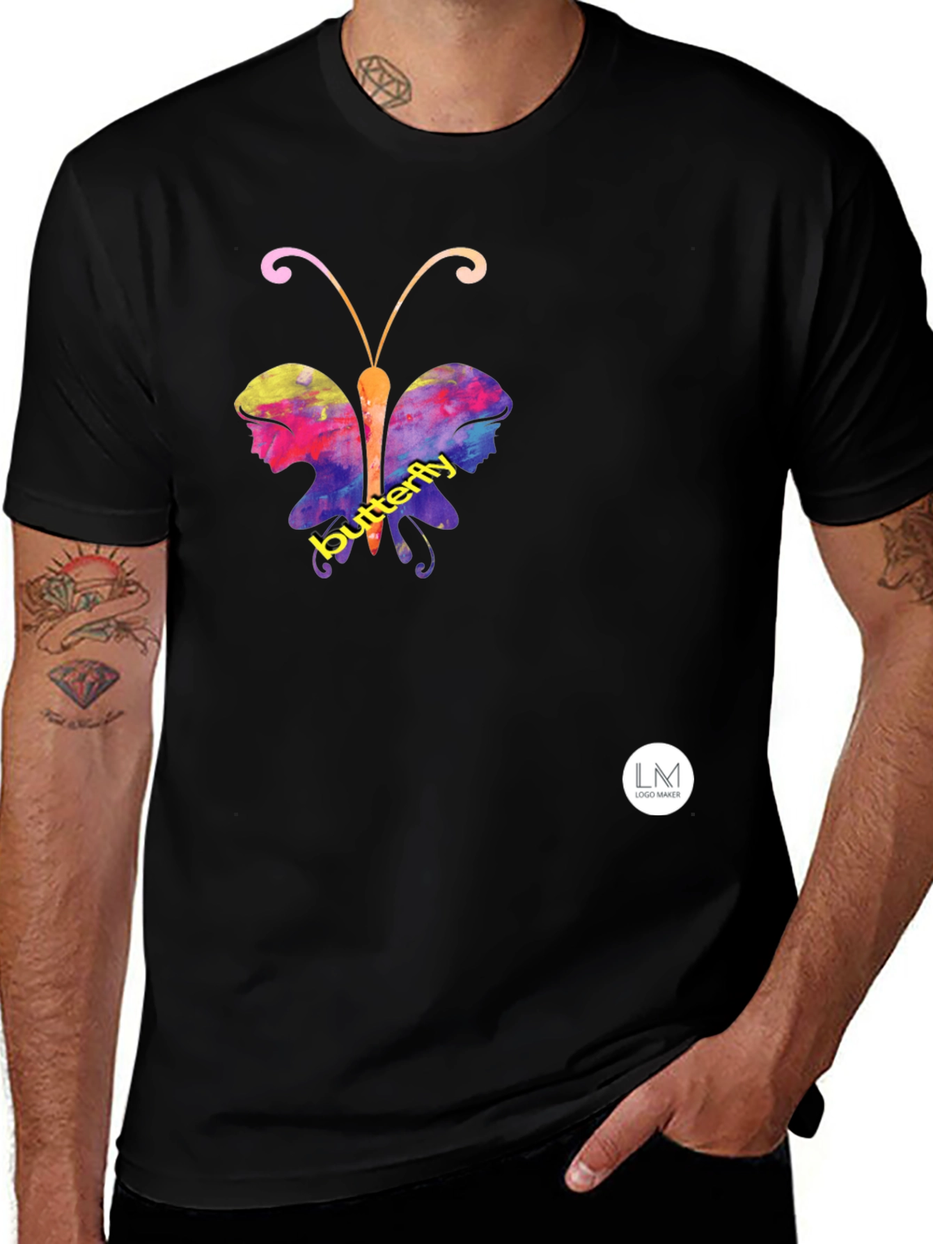Variant 22 of Butterfly Silhouette Graphic Black T-Shirt