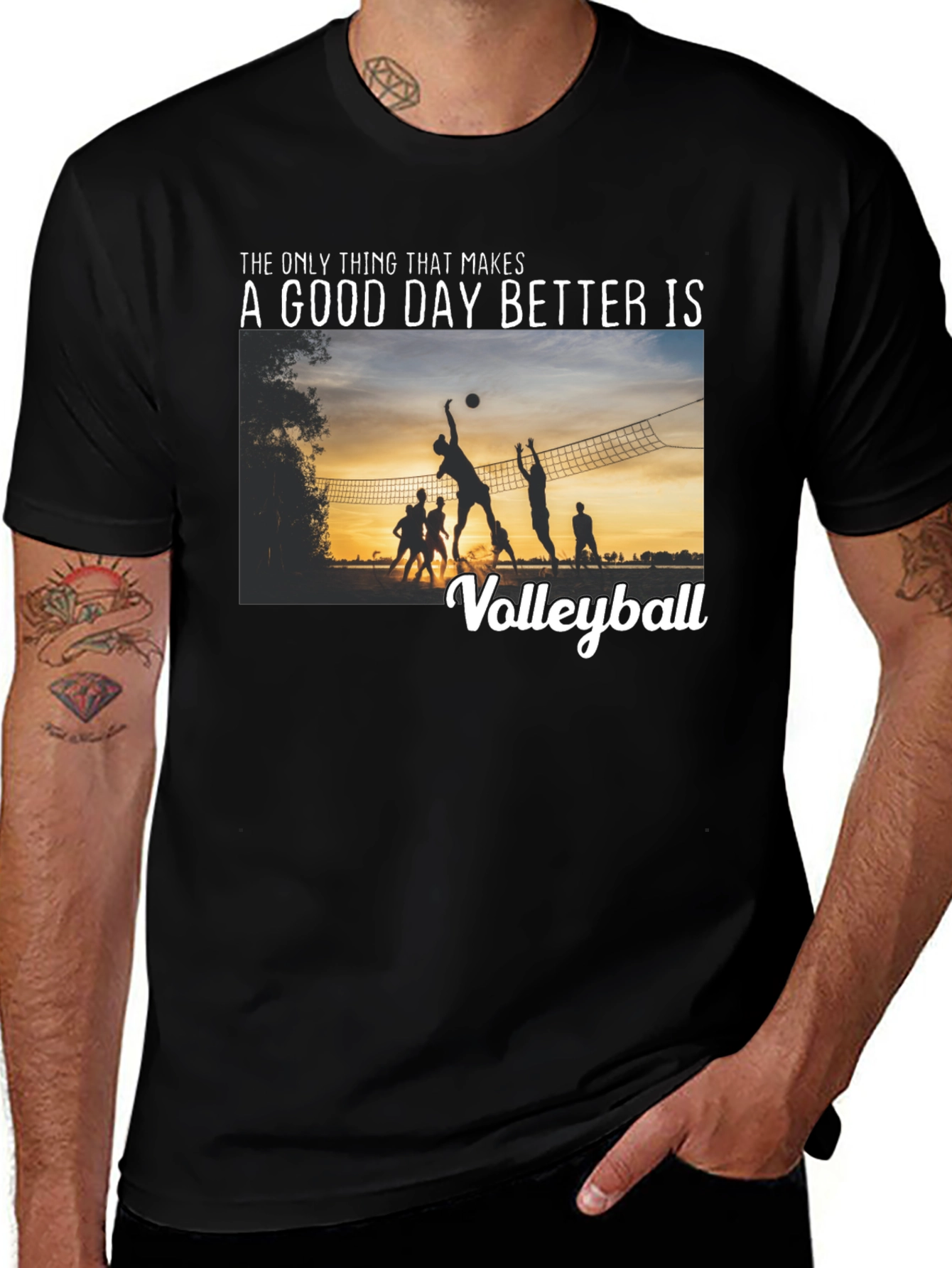 Variant 19 of Volleyball Sunset Graphic Tee | Makes a Good Day Better