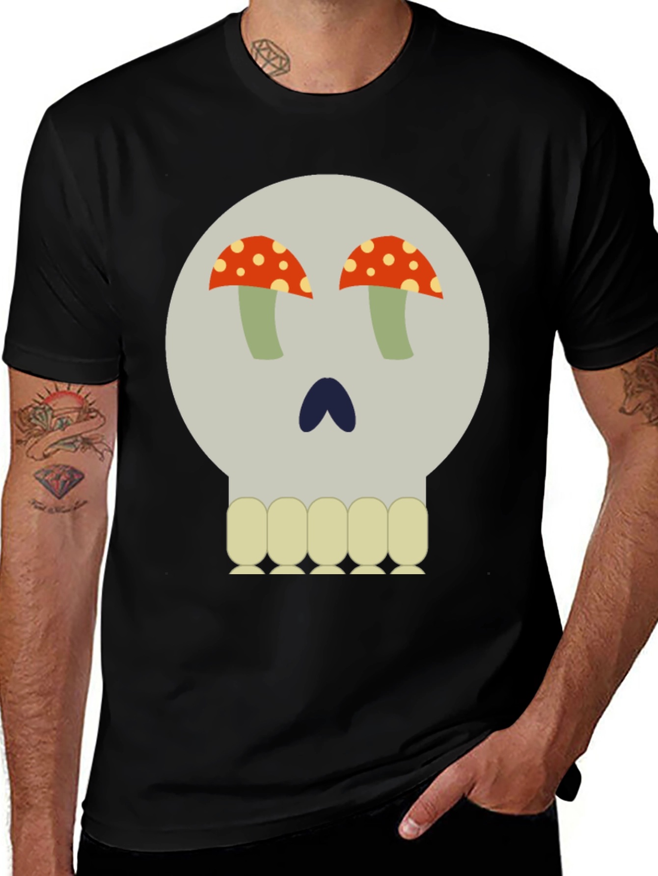 Variant 9 of Mushroom Skull Graphic Tee - Unique Design
