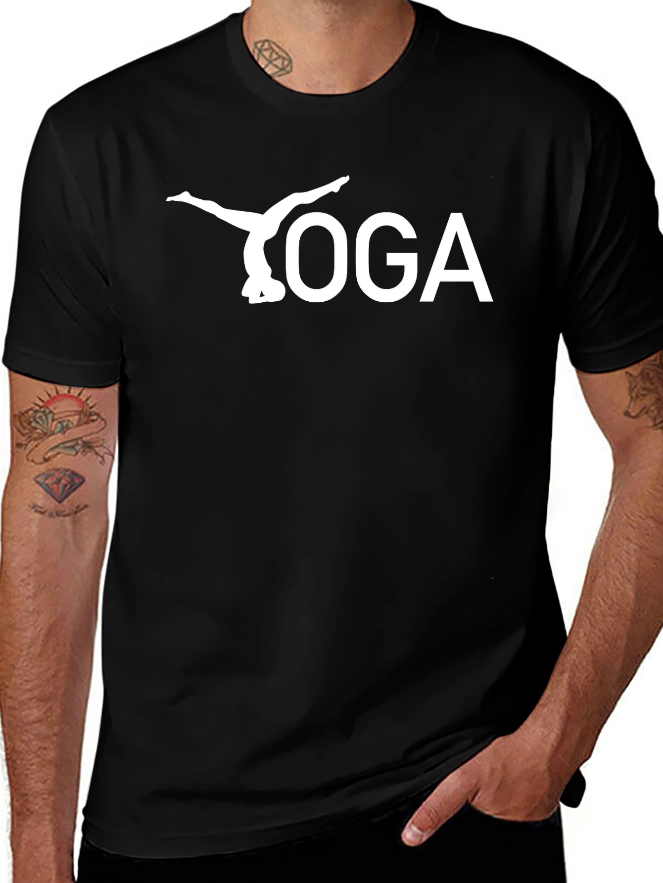 Variant 8 of Yoga Pose T-Shirt - Black Cotton Graphic Tee