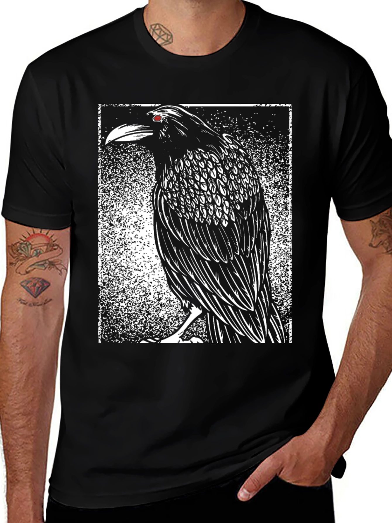 Variant 27 of Raven Graphic T-Shirt - Black Bird Tee