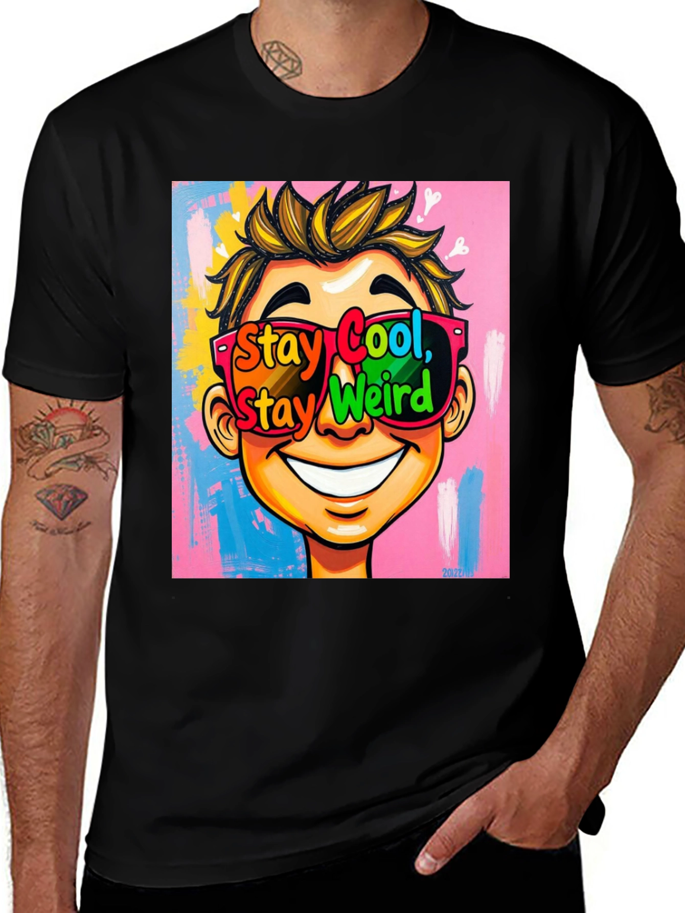 Variant 14 of Stay Cool Stay Weird Graphic Tee - Black