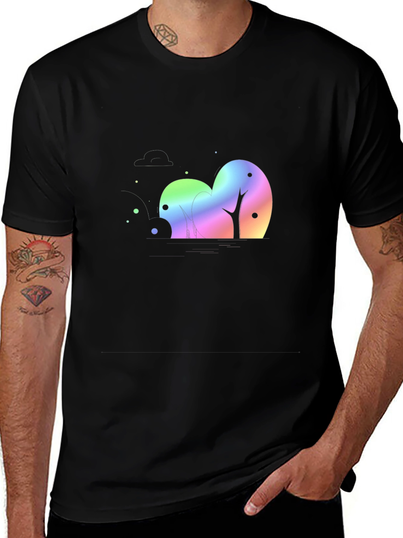 Variant 27 of Rainbow Trees Black T-Shirt