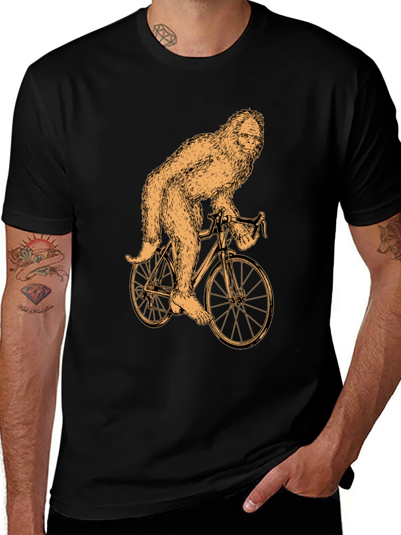 Bigfoot on Bike Graphic T-Shirt - Sasquatch Cycling Tee