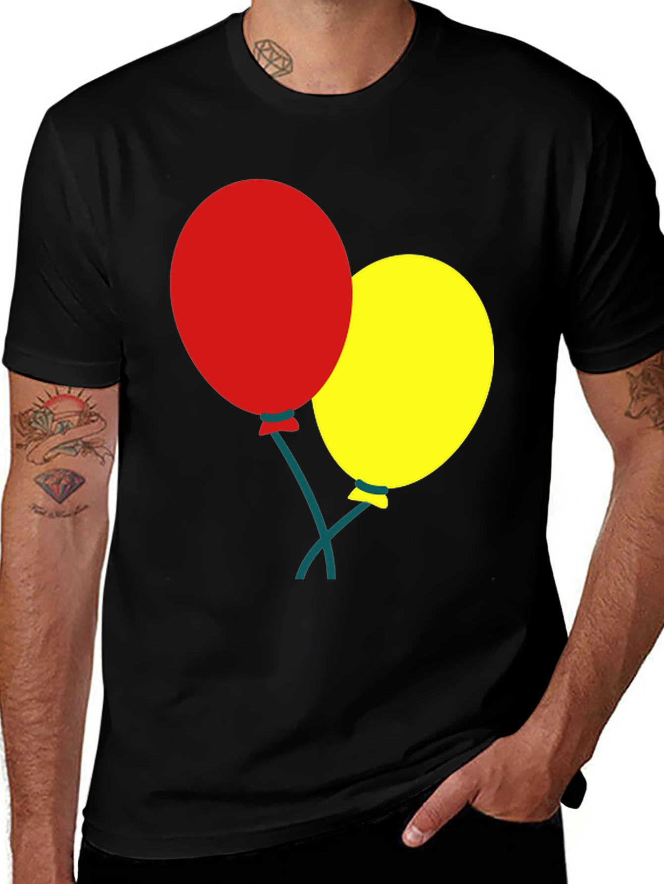 Variant 29 of Black T-Shirt with Balloons Graphic