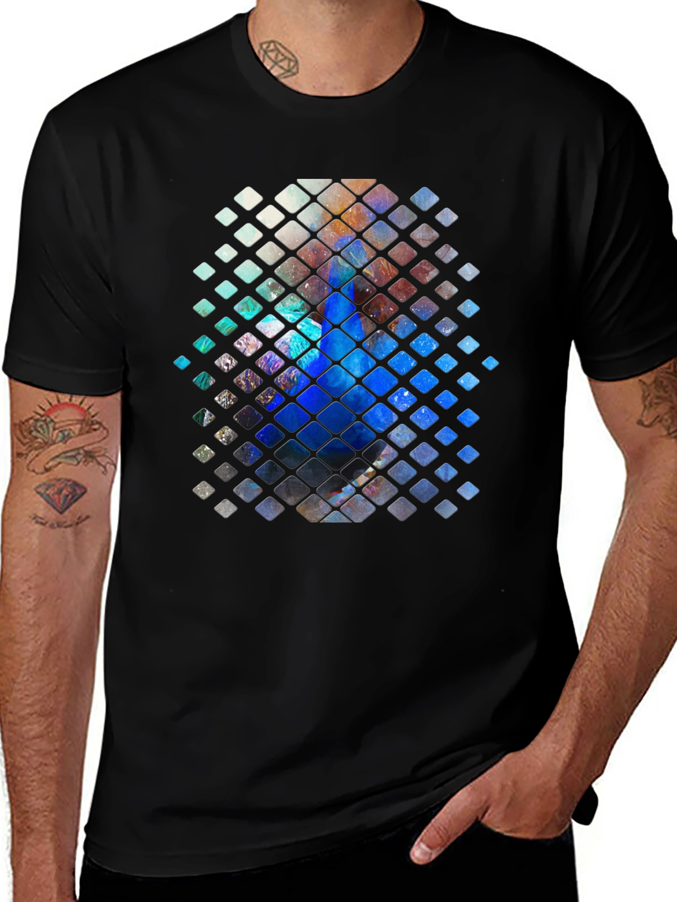 Variant 2 of Abstract Mosaic Graphic Print Black T-Shirt