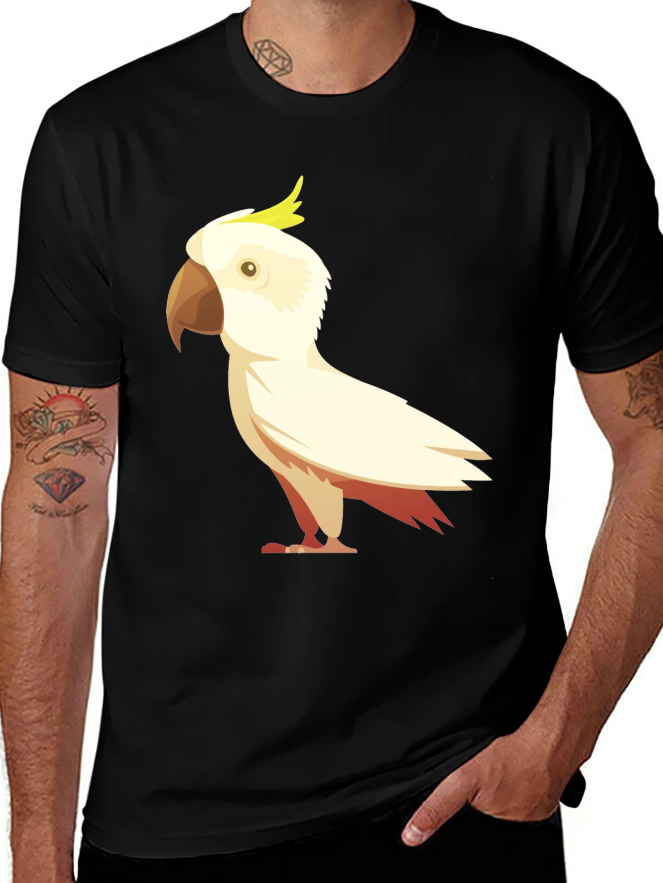 Variant 4 of Cockatoo Graphic Tee - Black Cotton Blend Shirt