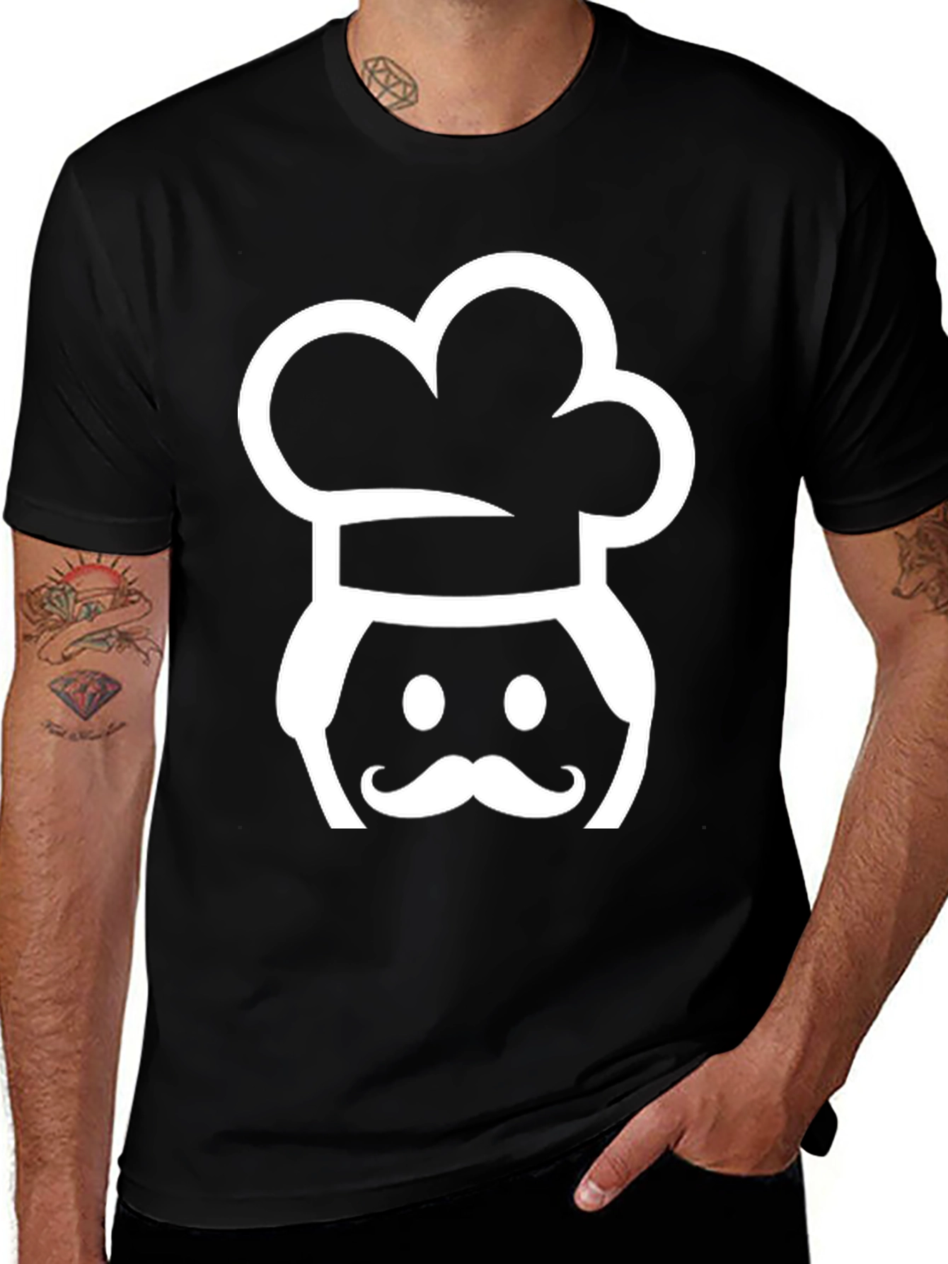 Variant 4 of Chef Hat & Mustache Graphic Tee - Funny Cook T-Shirt