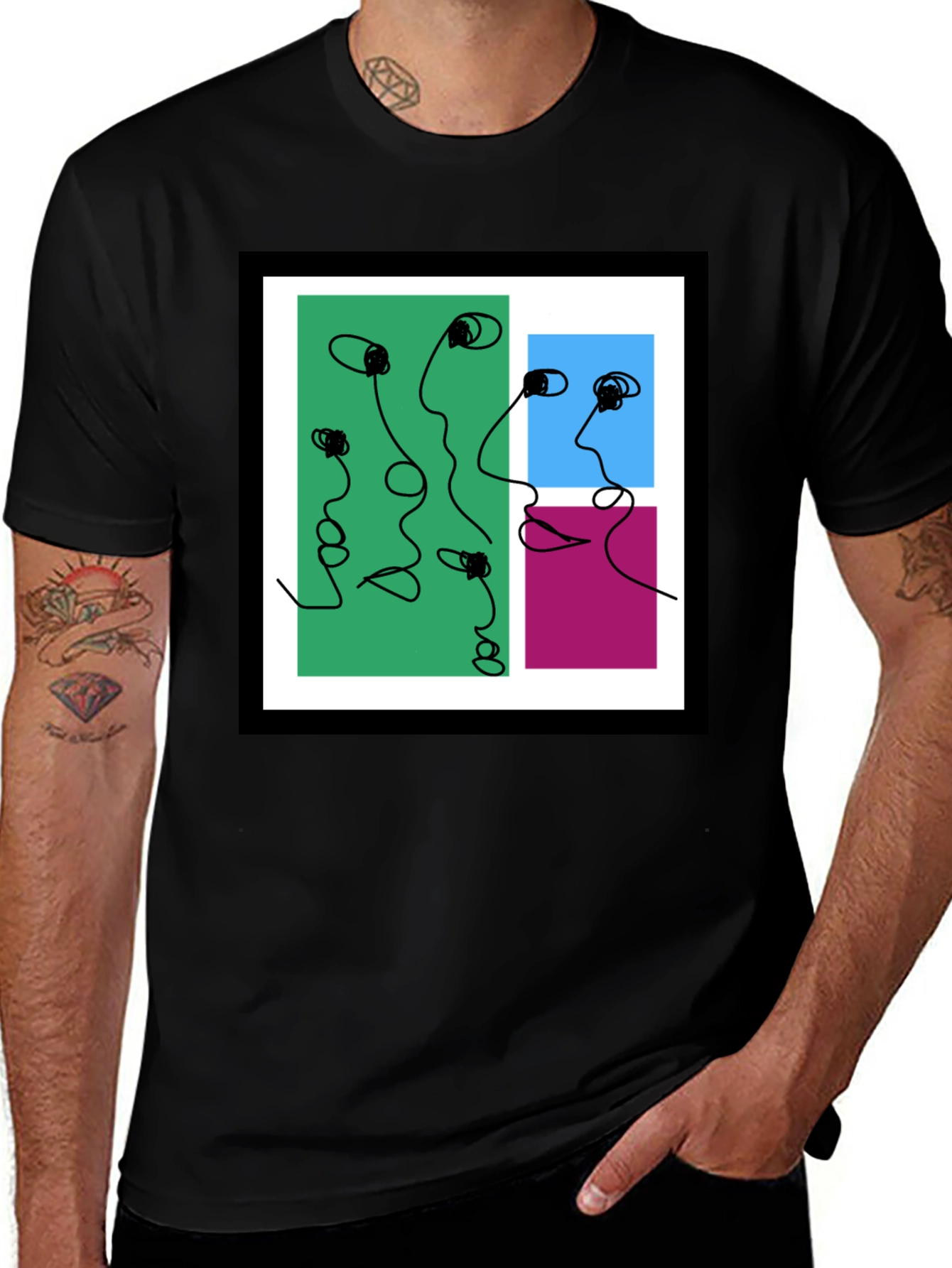Variant 6 of Abstract Faces Graphic Tee - Modern Art T-Shirt