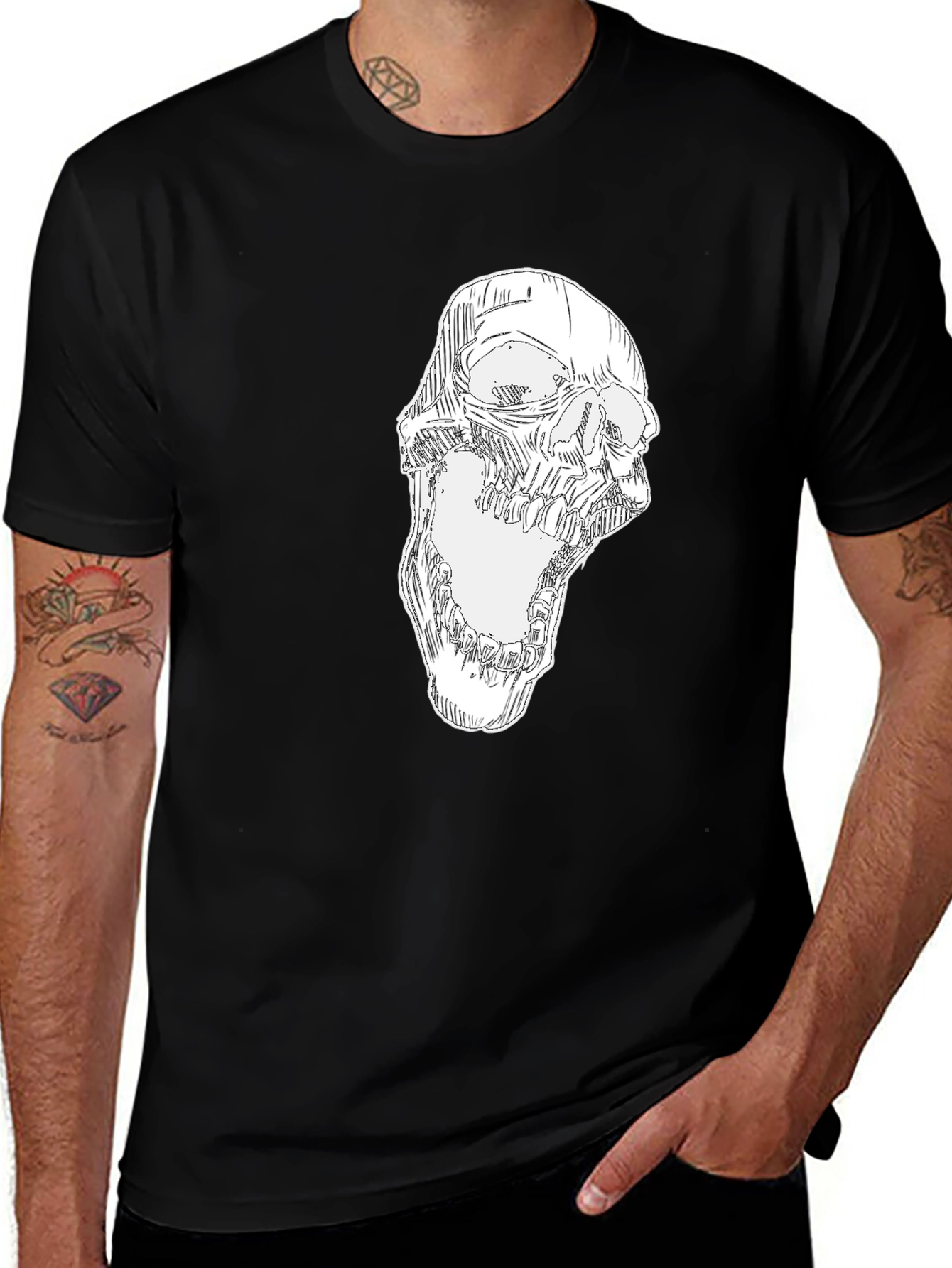 Variant 20 of Skull Graphic Print Black T-Shirt - Men's Fashion