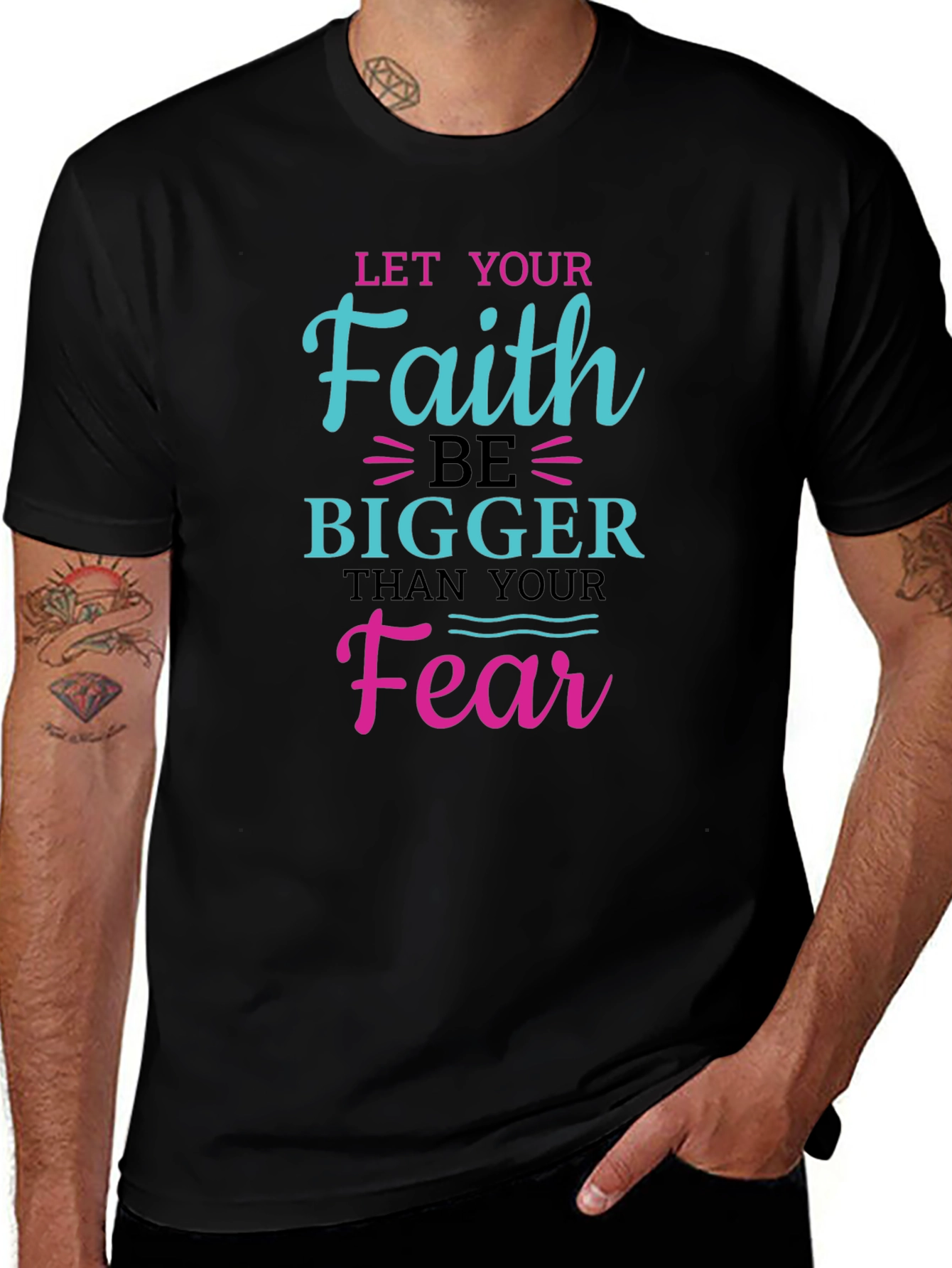 Black Faith Over Fear Graphic Tee - Inspiring Christian Shirt main image