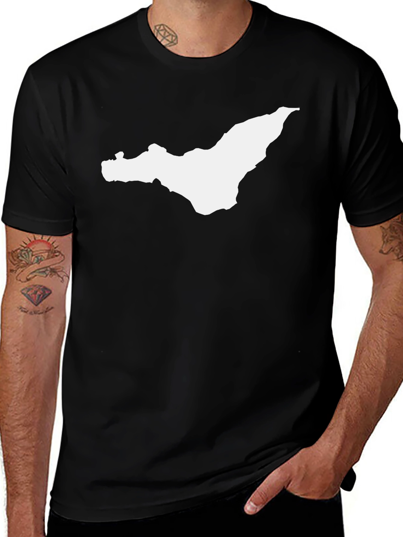 Isle of Wight Map Tee - Black Cotton Comfort