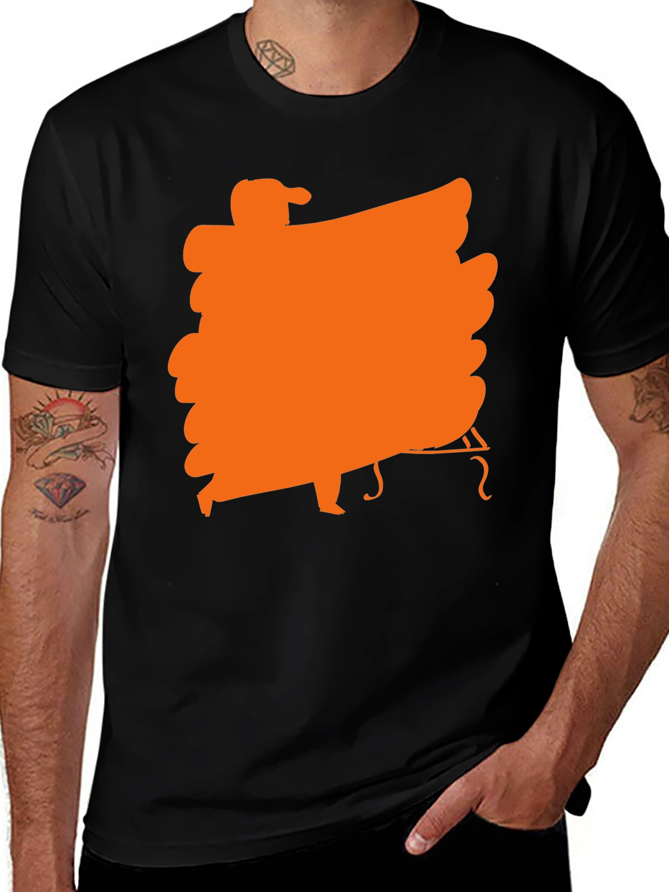 Variant 19 of Black T-Shirt with Orange Musician Graphic