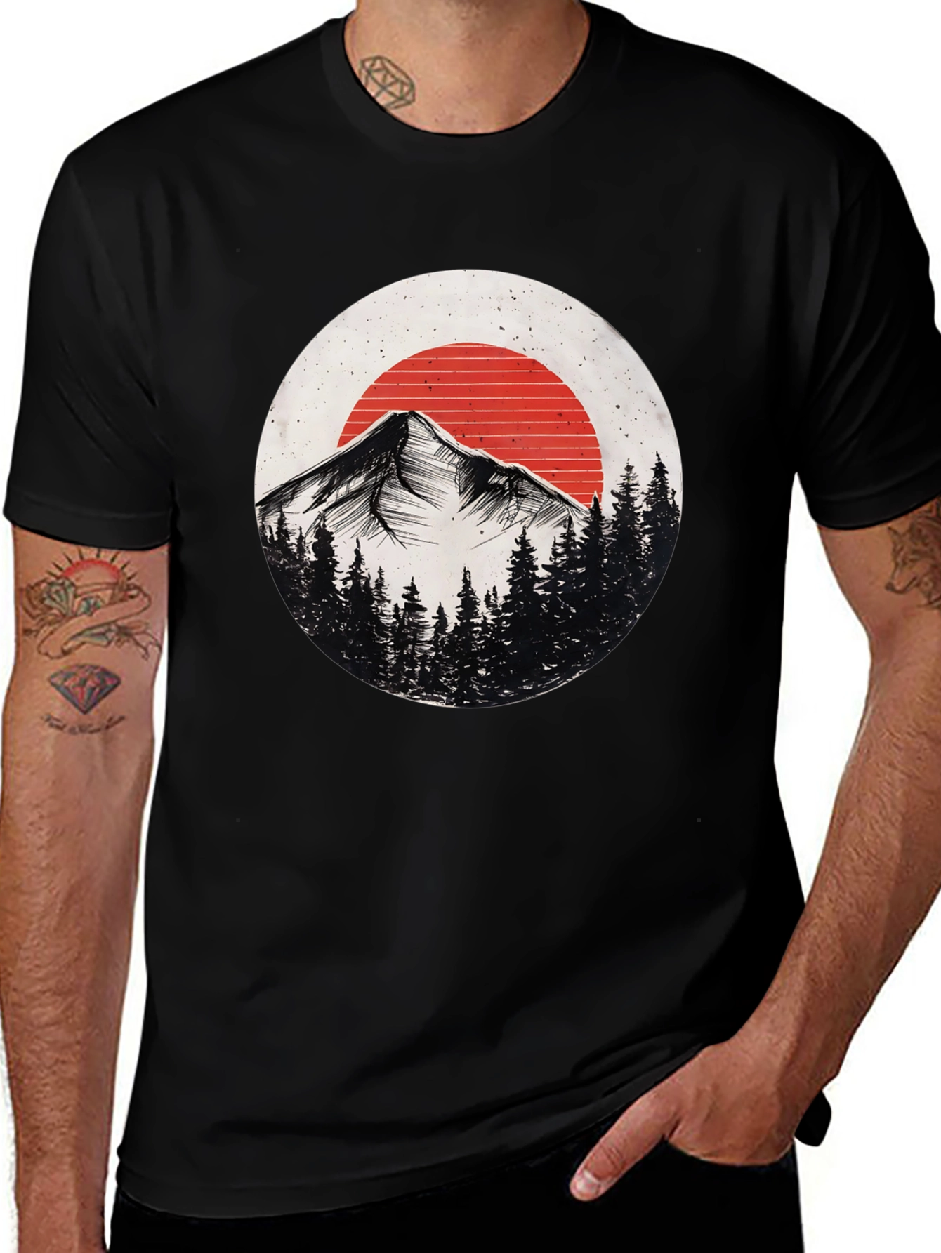Variant 18 of Mountain Scene Graphic Tee - Black