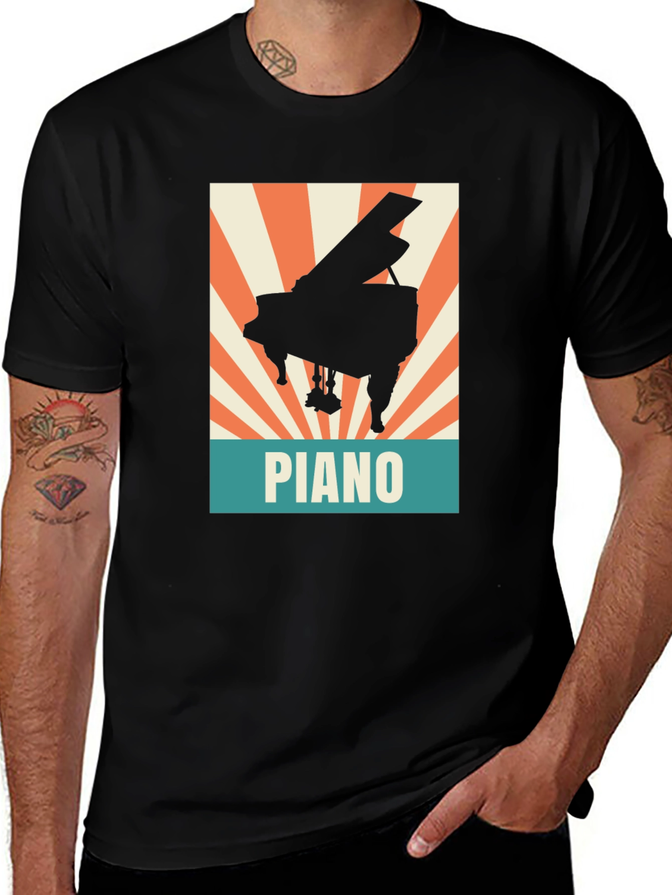 Variant 26 of Piano Graphic Tee - Retro Style Music Lover Shirt