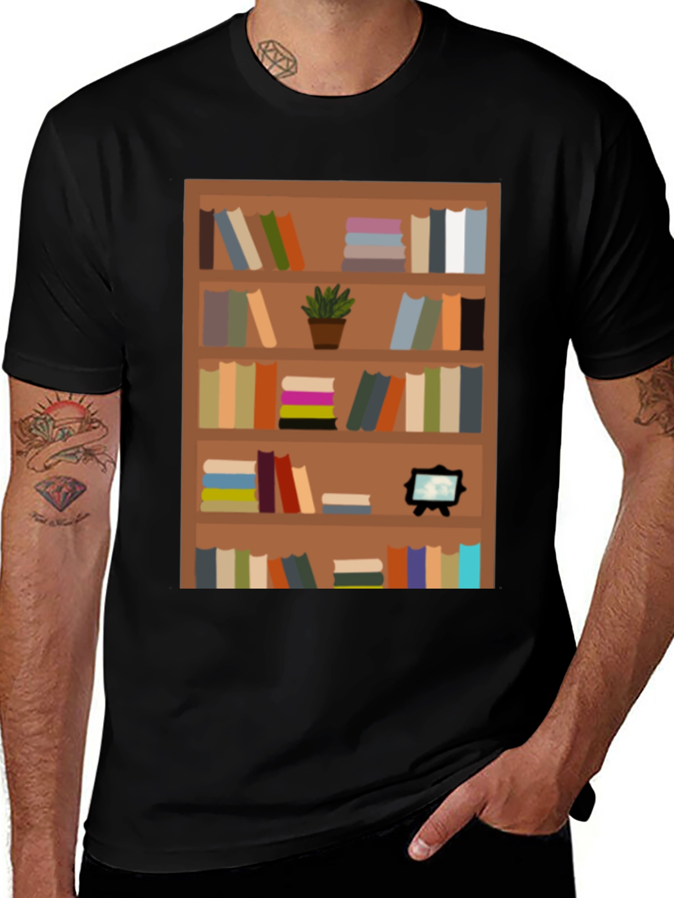Variant 17 of Bookcase Graphic Tee - Book Lover's Apparel