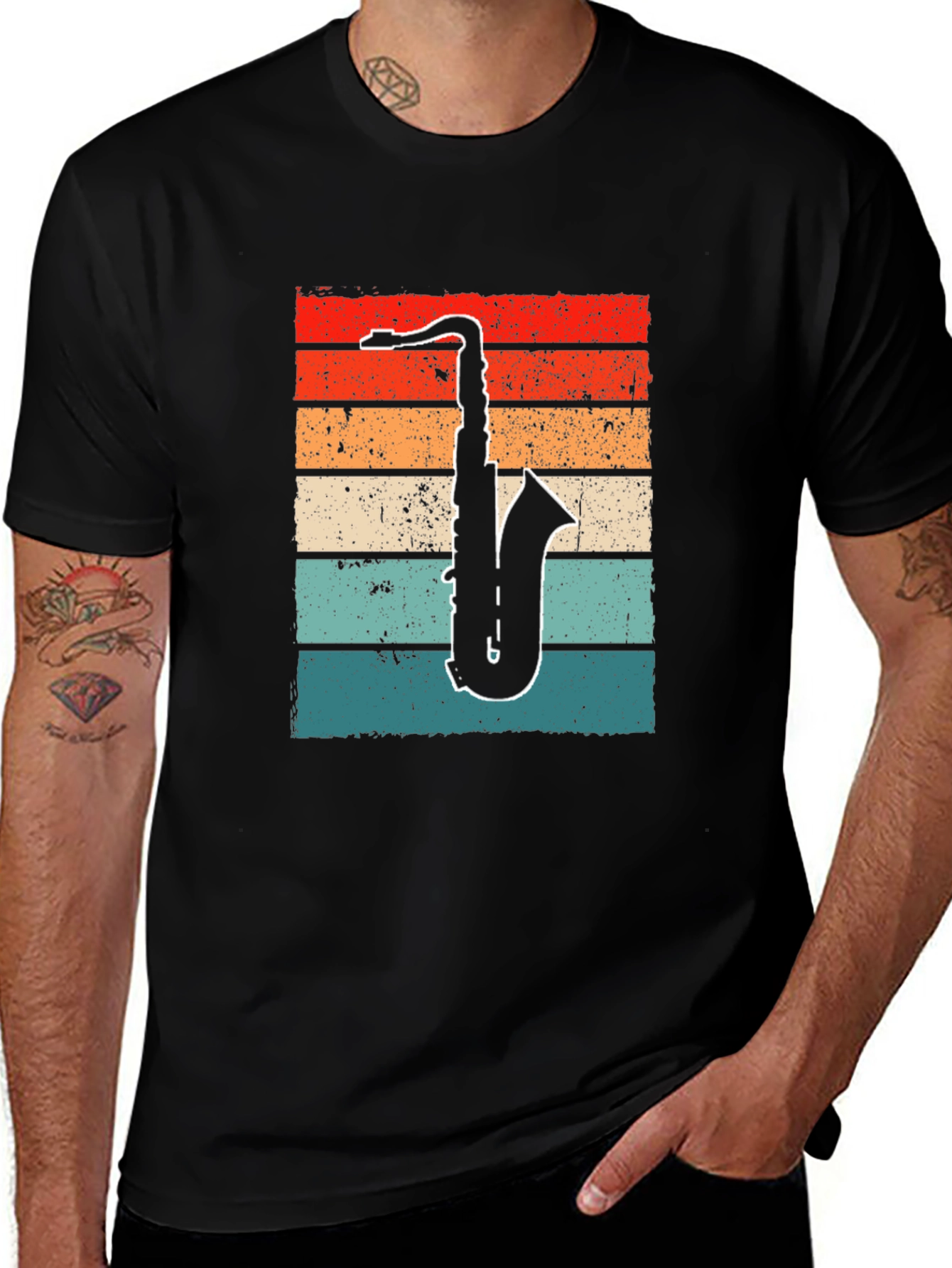 Variant 5 of Retro Saxophone T-Shirt - Vintage Style Music Tee