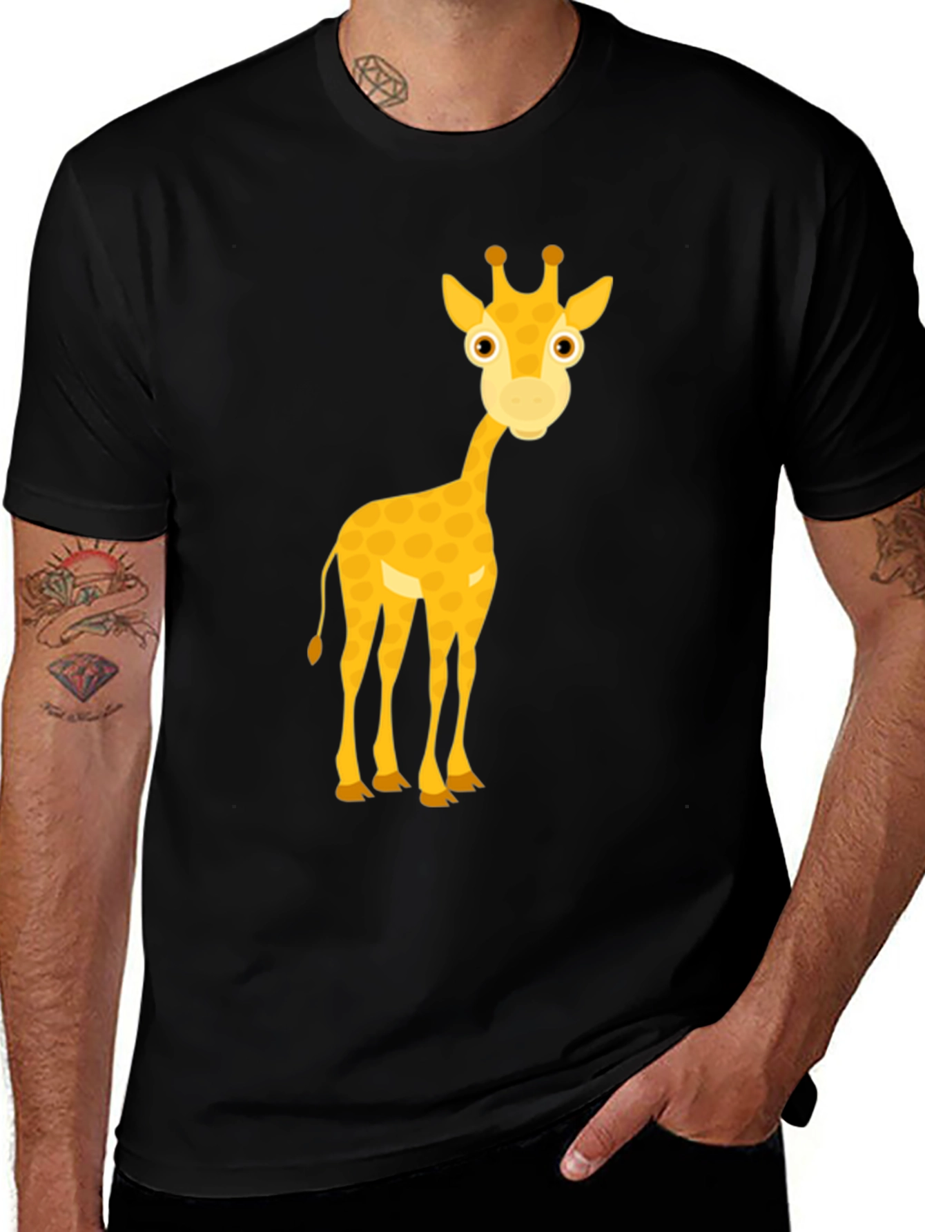 Variant 26 of Giraffe Graphic T-Shirt - Black Cotton Tee