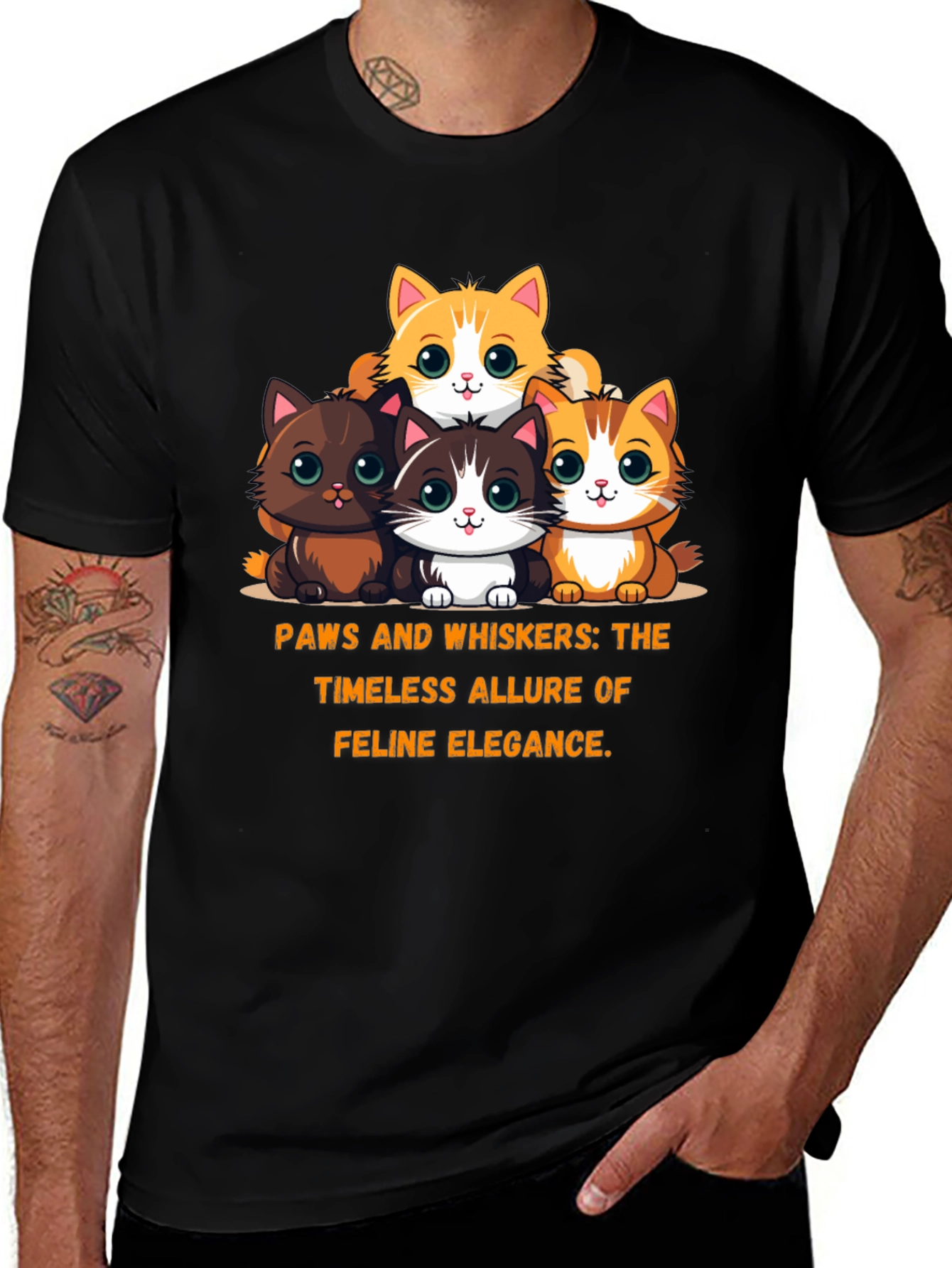 Variant 8 of Cute Cartoon Kitten Graphic Tee - Feline Elegance T-Shirt