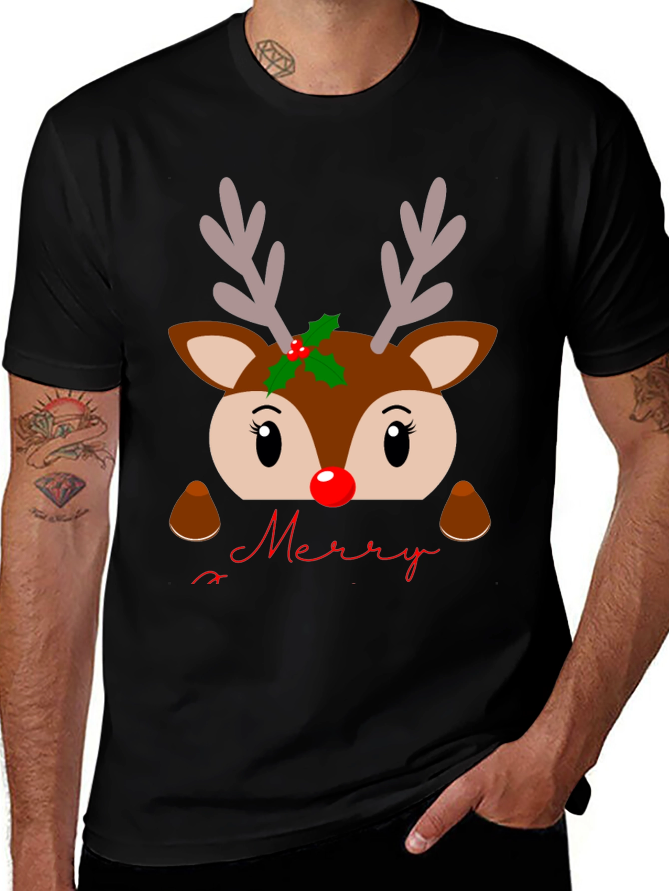 Variant 15 of Festive Reindeer Merry Christmas T-Shirt