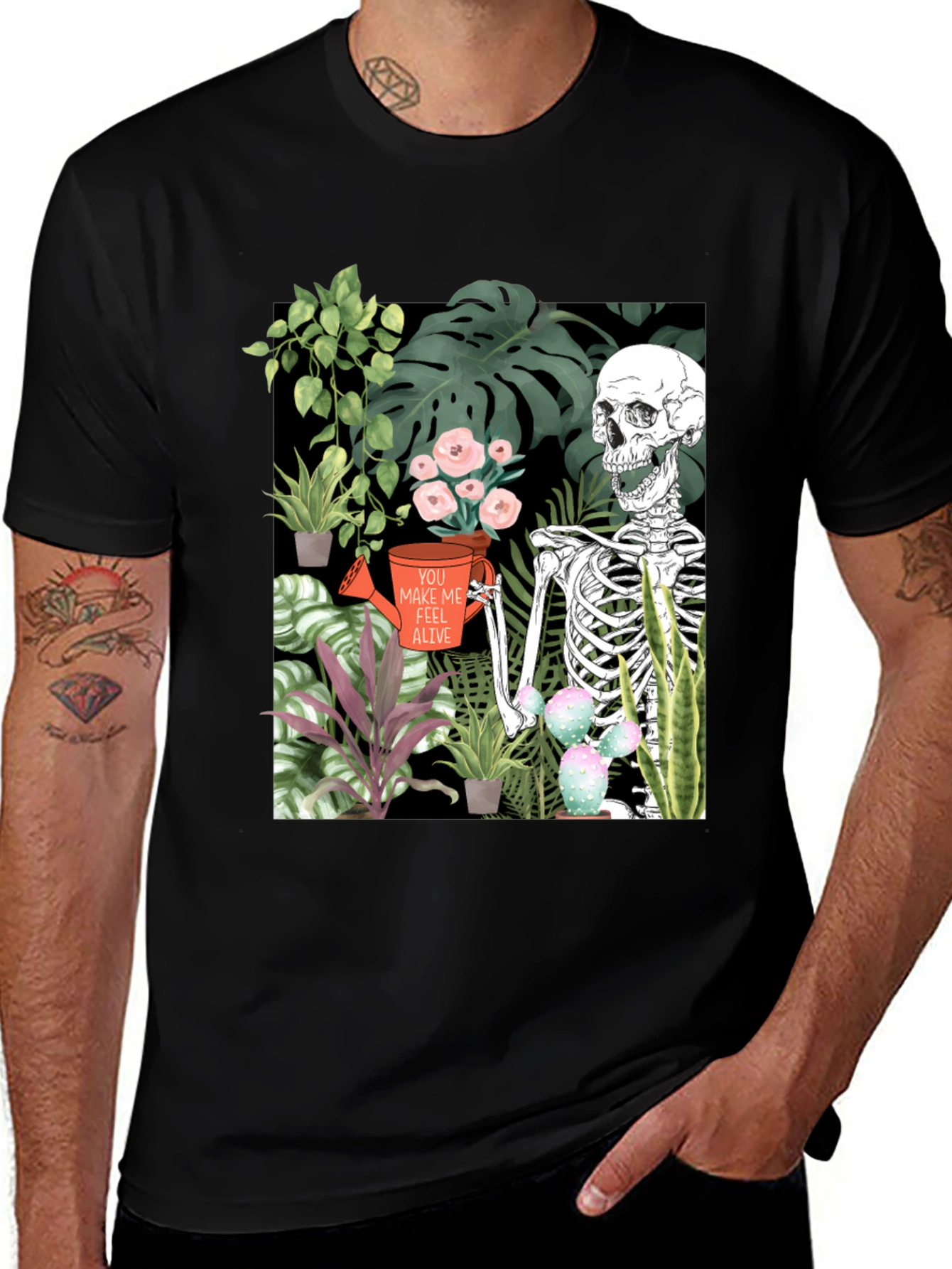 Variant 8 of Skeleton Gardener Graphic T-Shirt - Make Me Feel Alive