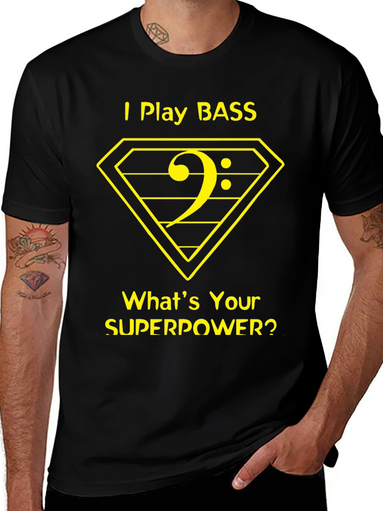 Variant 12 of I Play Bass T-Shirt - What's Your Superpower Tee