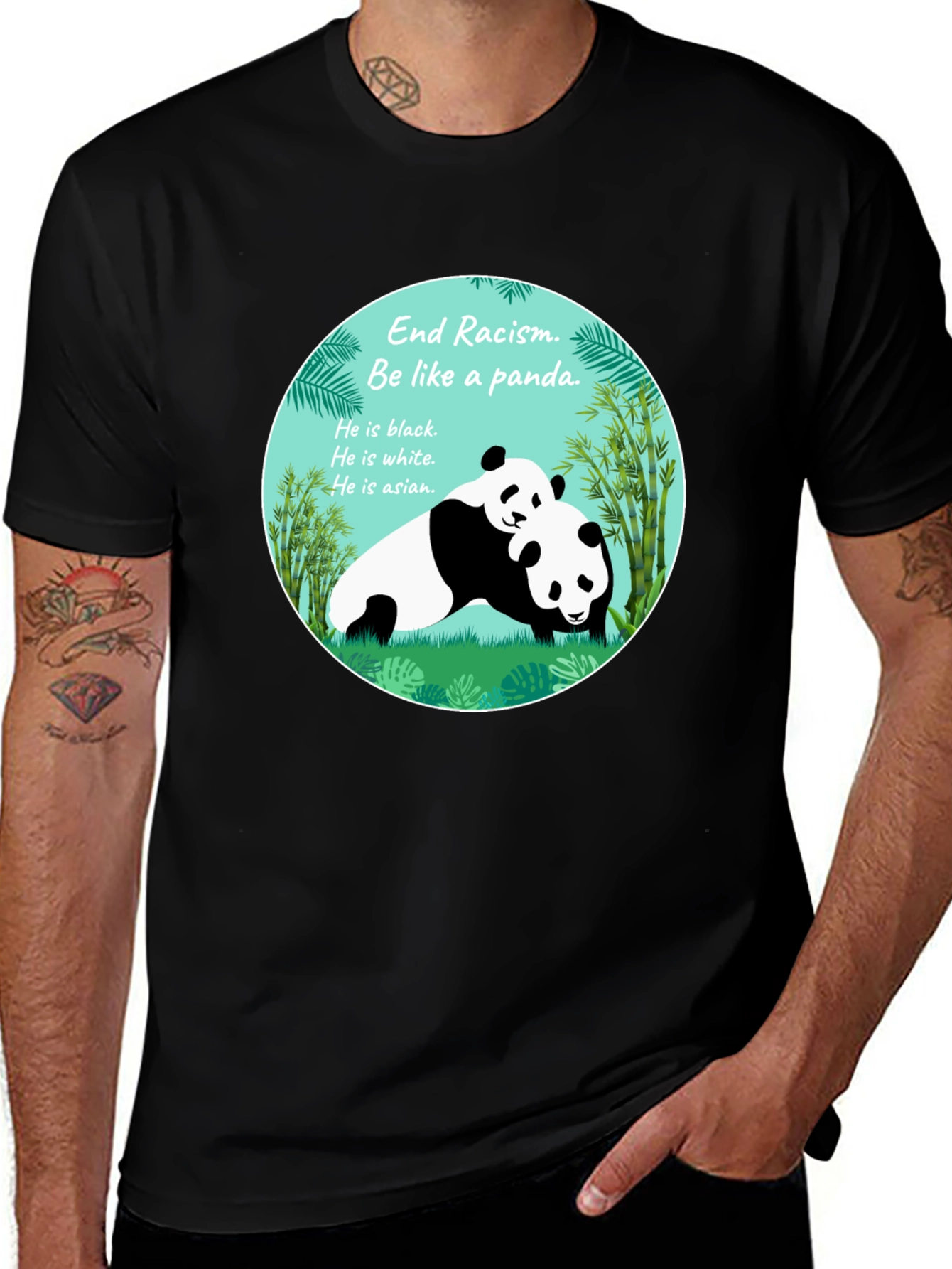 Variant 13 of End Racism Be Like a Panda Graphic Tee