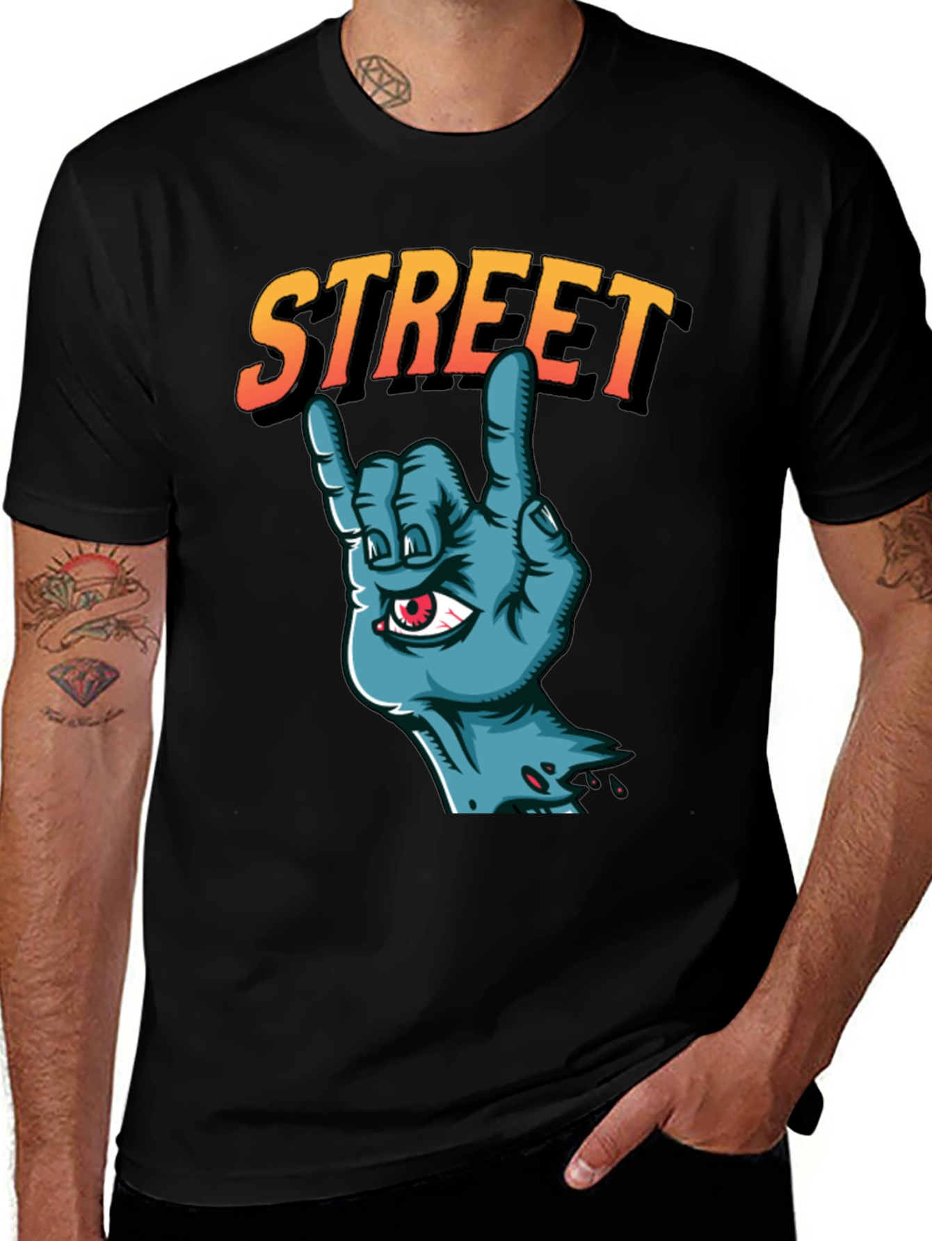 Variant 30 of Street Zombie Hand Graphic T-Shirt - Black