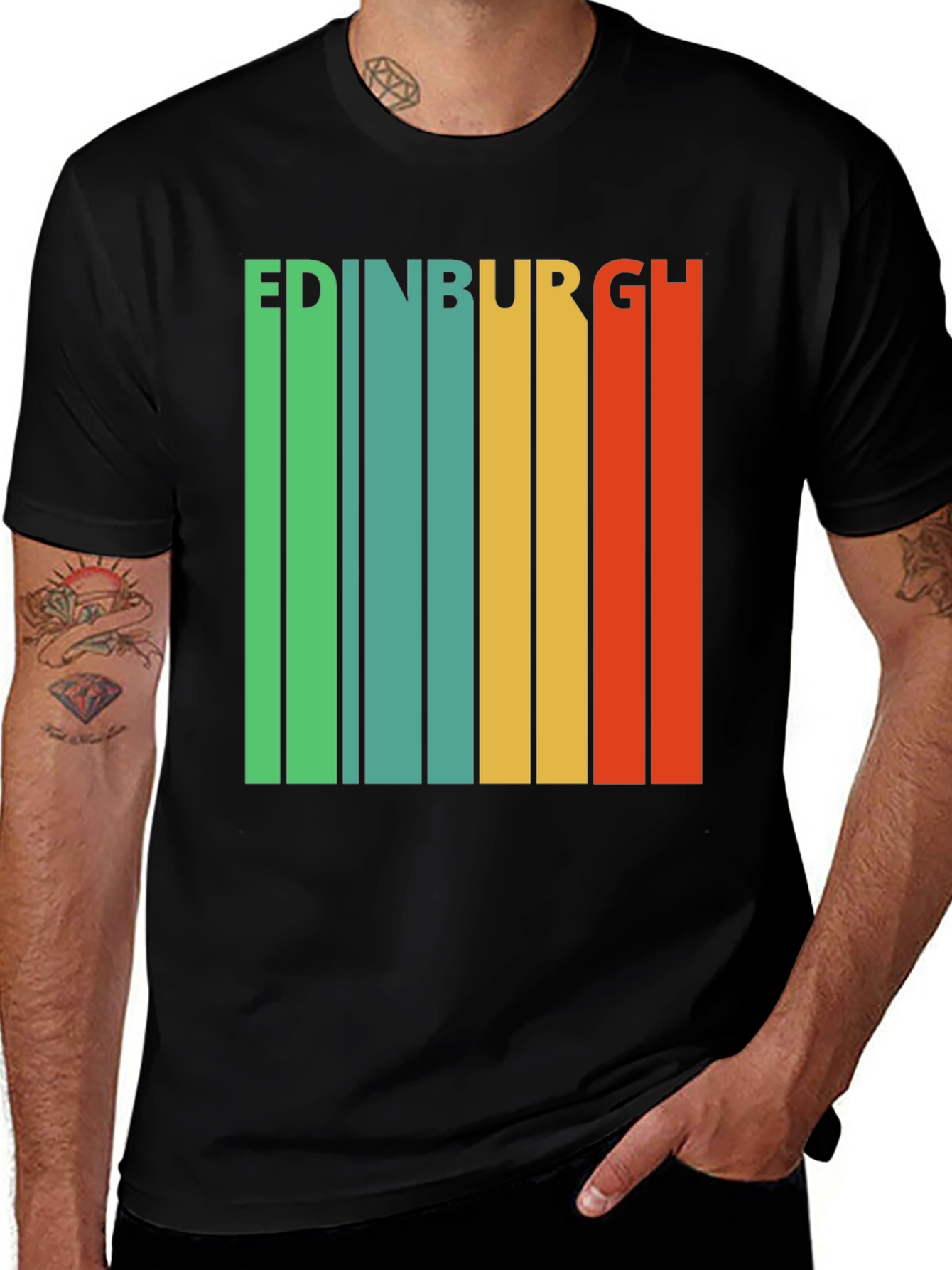 Edinburgh Retro Stripe Graphic T-Shirt