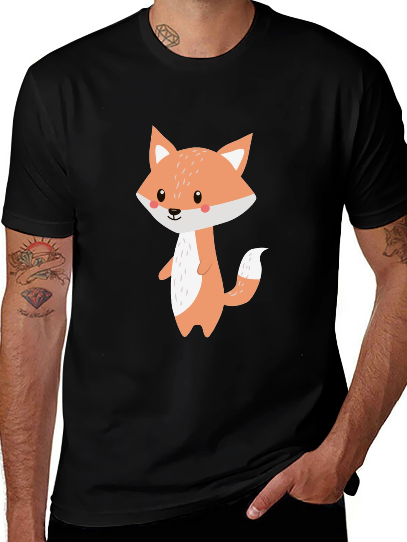 Variant 17 of Cute Fox Graphic Black T-Shirt