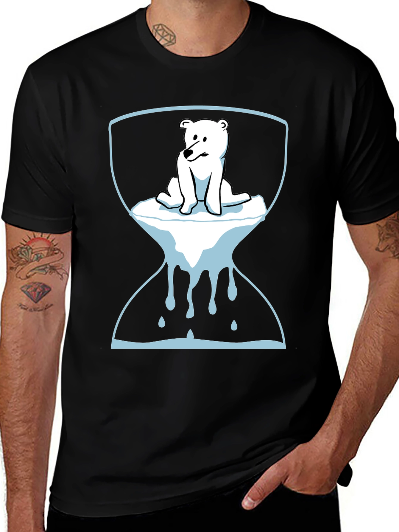 Variant 21 of Polar Bear Hourglass Graphic T-Shirt - Global Warming Awareness