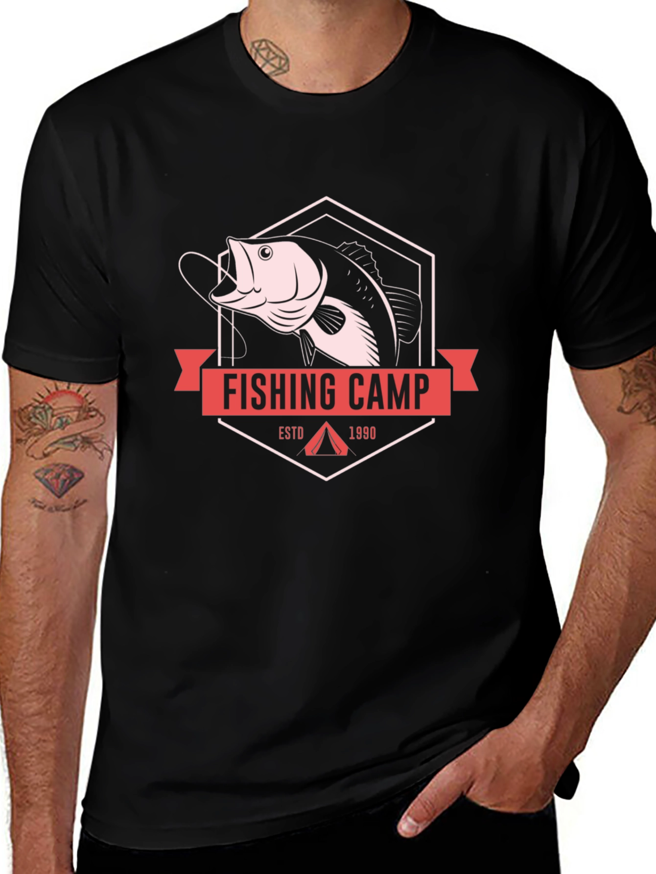 Variant 26 of Fishing Camp Graphic T-Shirt - Black