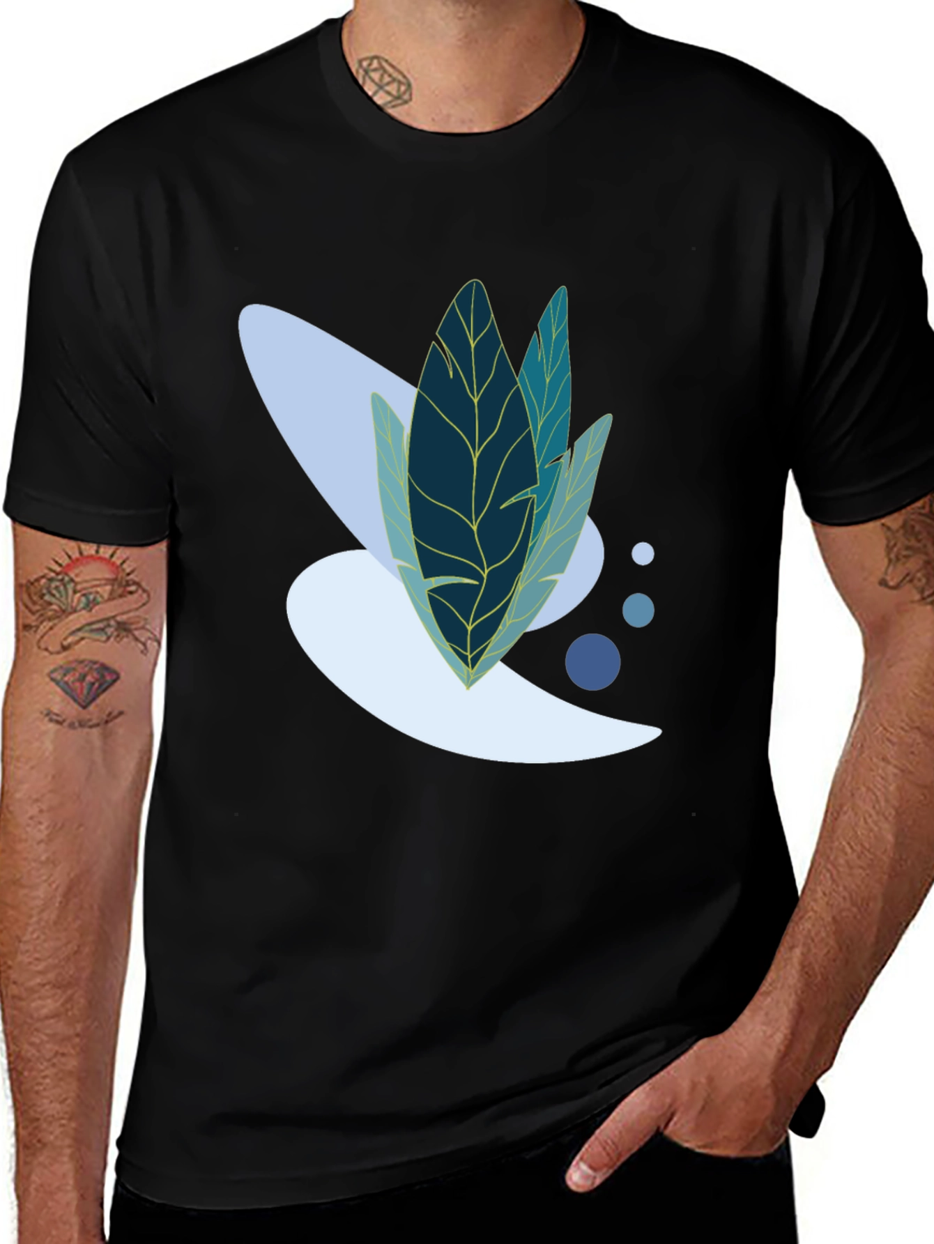 Variant 10 of Modern Leaf Design Black T-Shirt