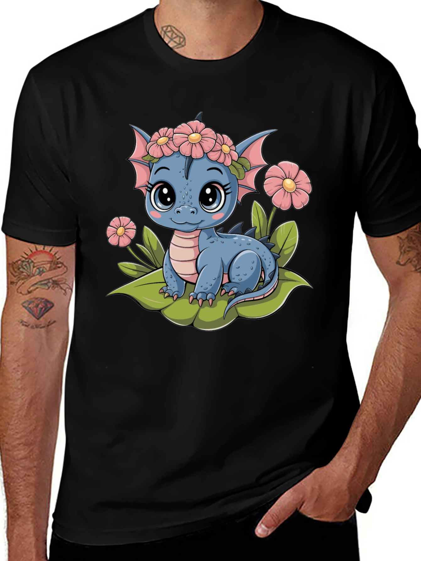 Variant 2 of Cute Dragon Flower Crown Graphic Tee