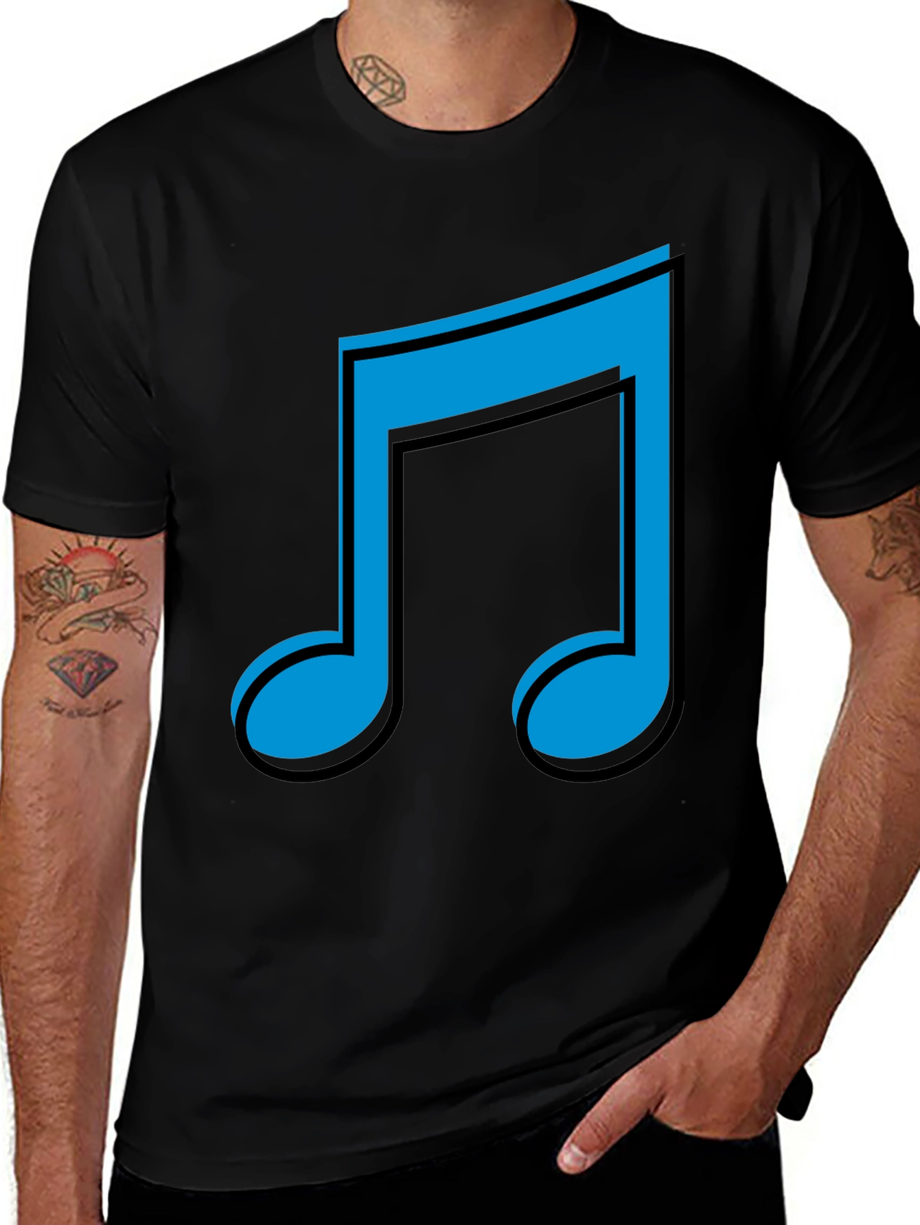 Variant 3 of Musical Note Graphic T-Shirt - Black