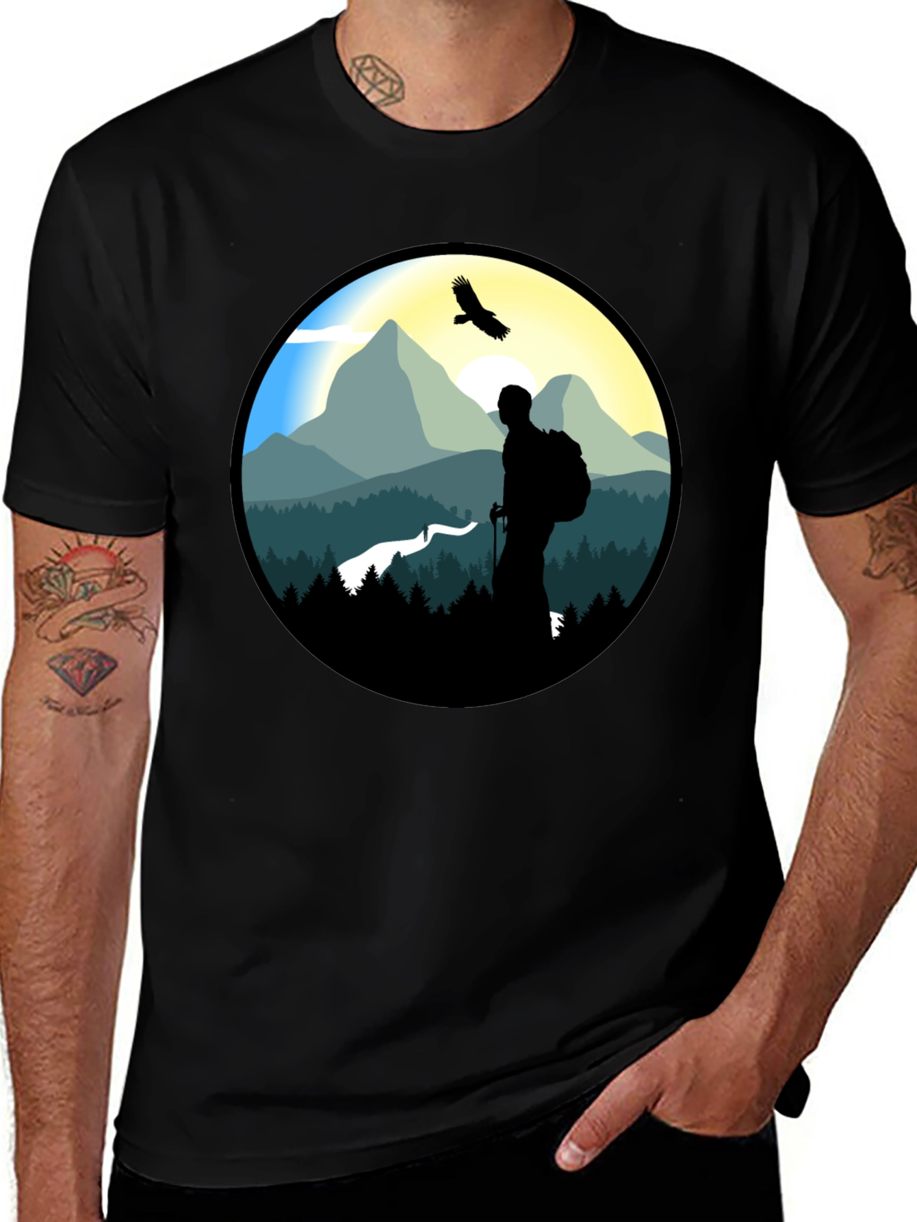 Variant 23 of Nature Hiker Graphic Tee - Black