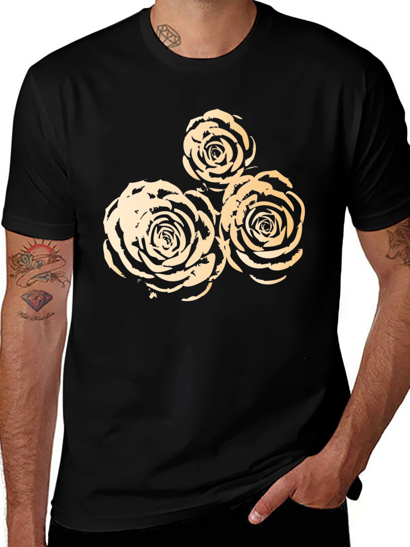 Variant 15 of Black T-Shirt with Rose Graphic