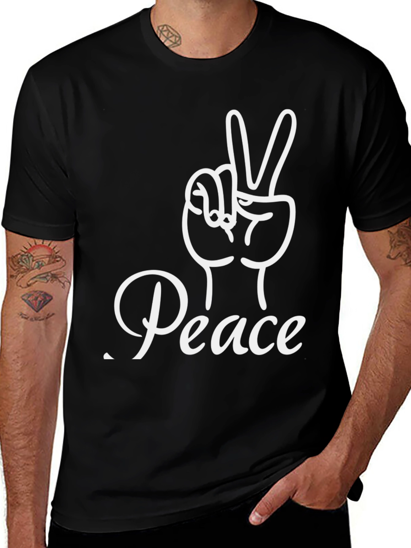 Variant 11 of Peace Sign Graphic Tee - Black