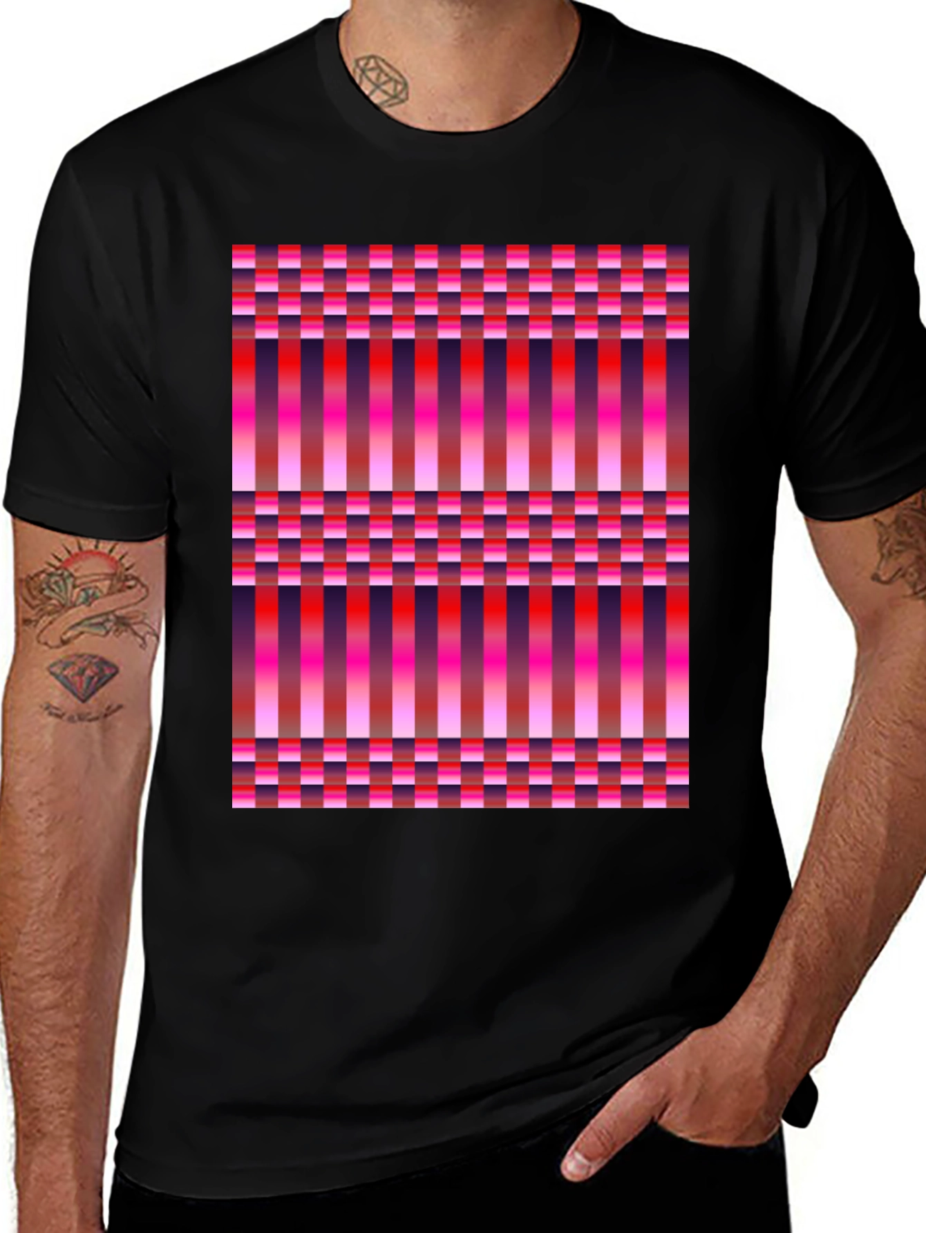 Variant 13 of Striped Weave Pattern Graphic Tee